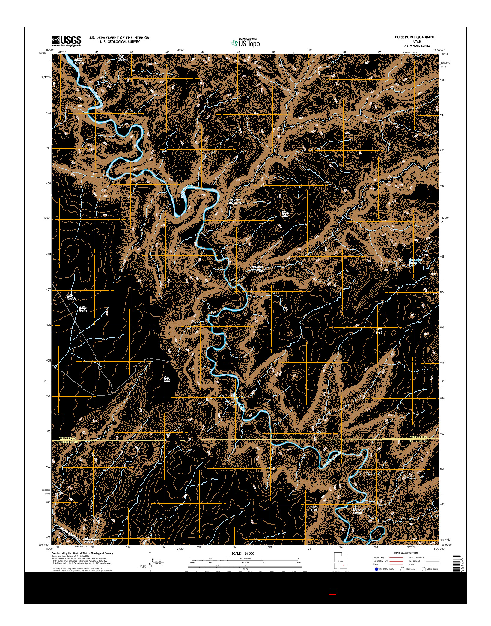 USGS US TOPO 7.5-MINUTE MAP FOR BURR POINT, UT 2017