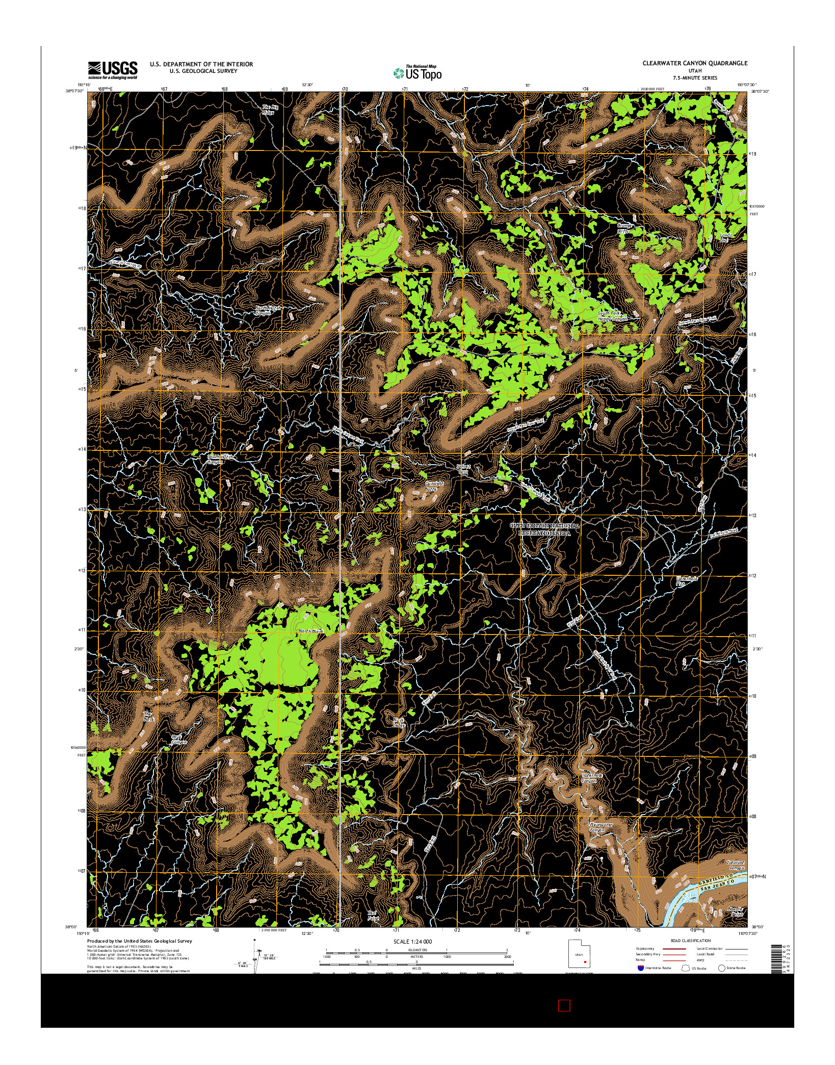 USGS US TOPO 7.5-MINUTE MAP FOR CLEARWATER CANYON, UT 2017