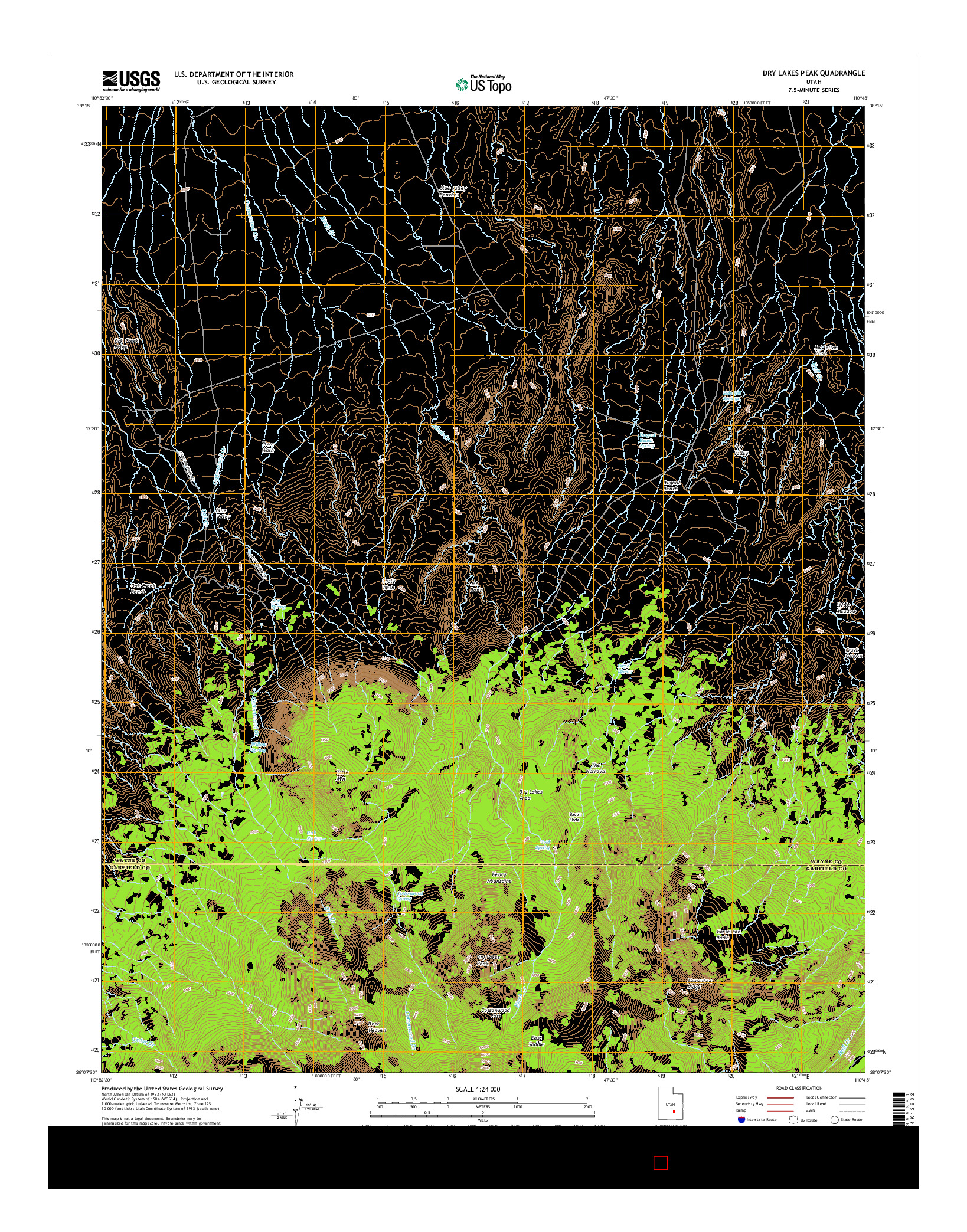 USGS US TOPO 7.5-MINUTE MAP FOR DRY LAKES PEAK, UT 2017