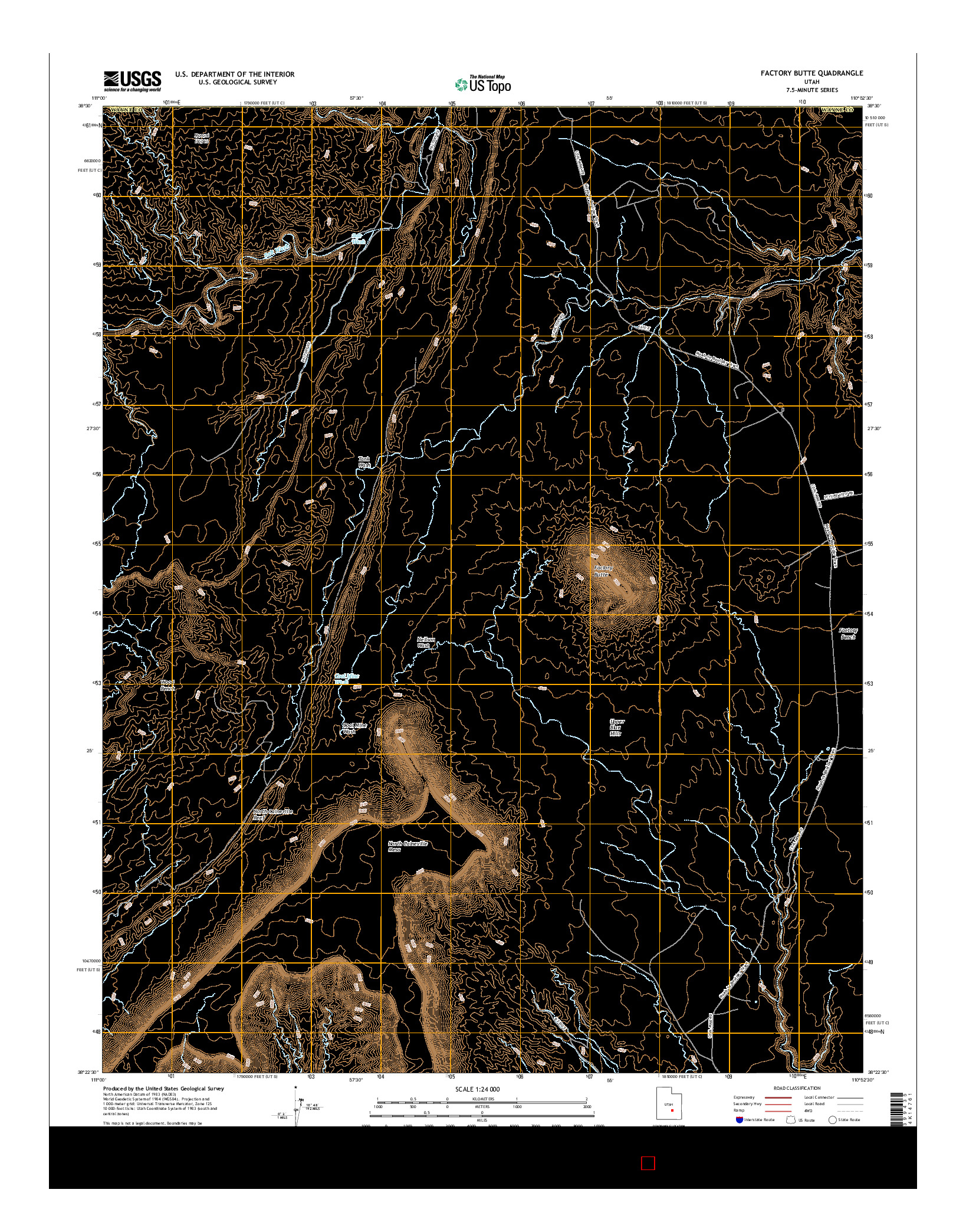 USGS US TOPO 7.5-MINUTE MAP FOR FACTORY BUTTE, UT 2017