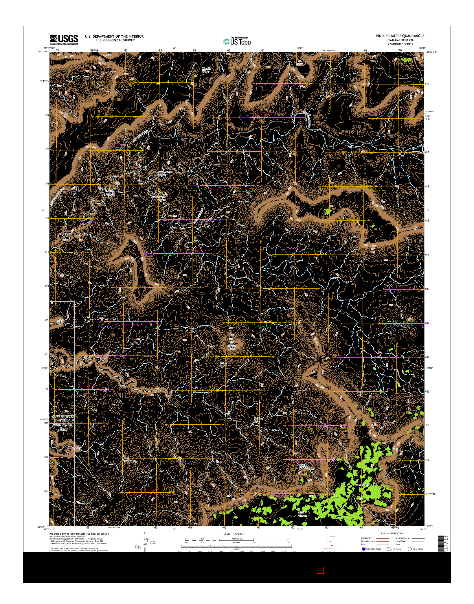 USGS US TOPO 7.5-MINUTE MAP FOR FIDDLER BUTTE, UT 2017