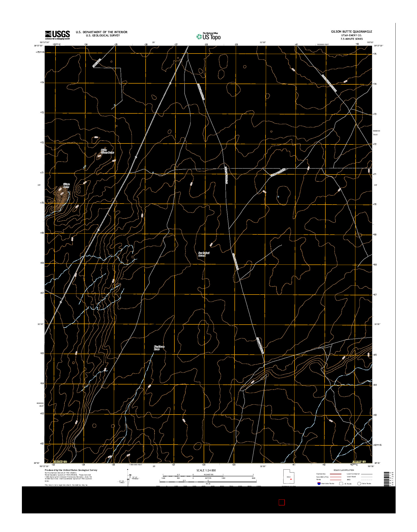 USGS US TOPO 7.5-MINUTE MAP FOR GILSON BUTTE, UT 2017