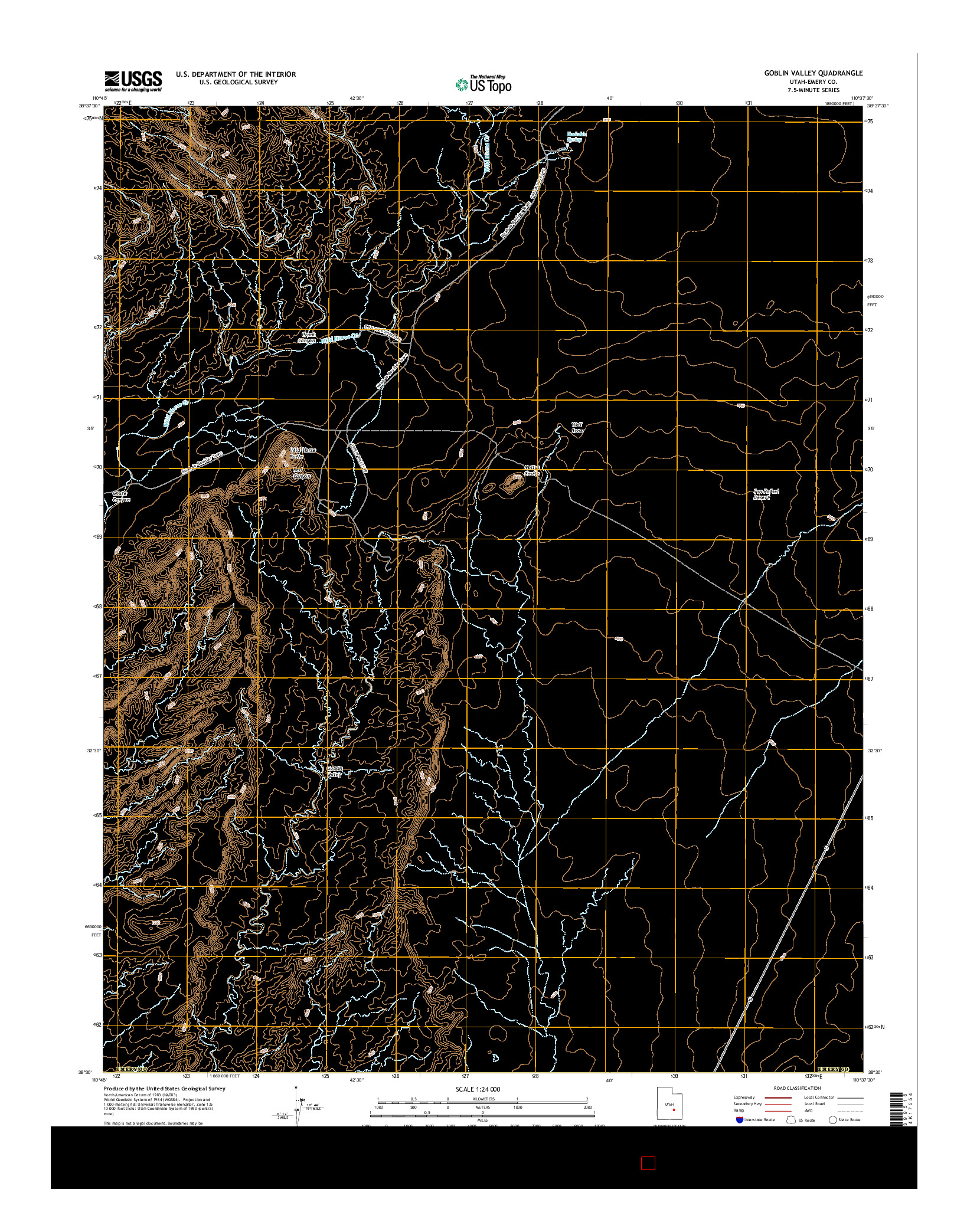 USGS US TOPO 7.5-MINUTE MAP FOR GOBLIN VALLEY, UT 2017
