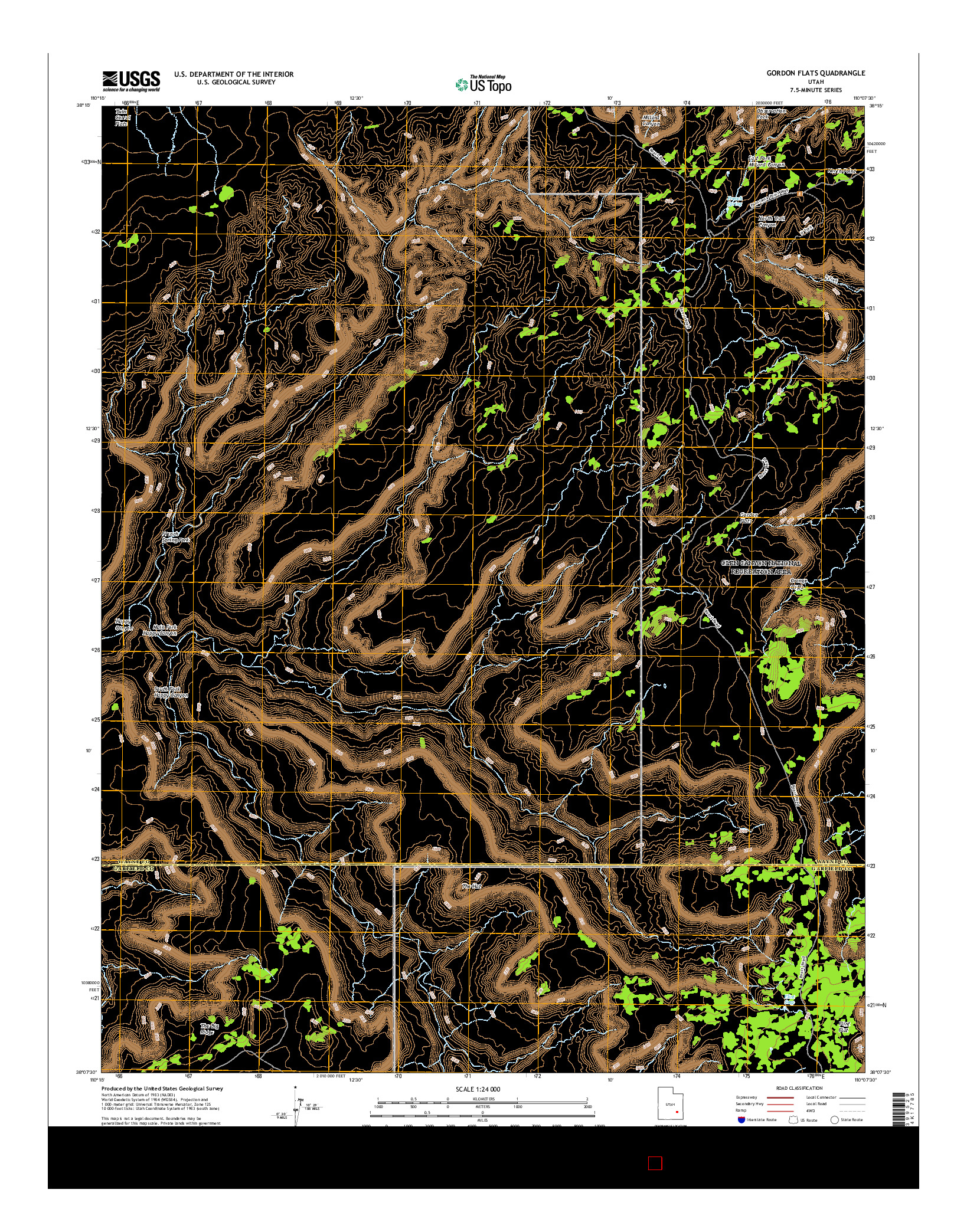 USGS US TOPO 7.5-MINUTE MAP FOR GORDON FLATS, UT 2017