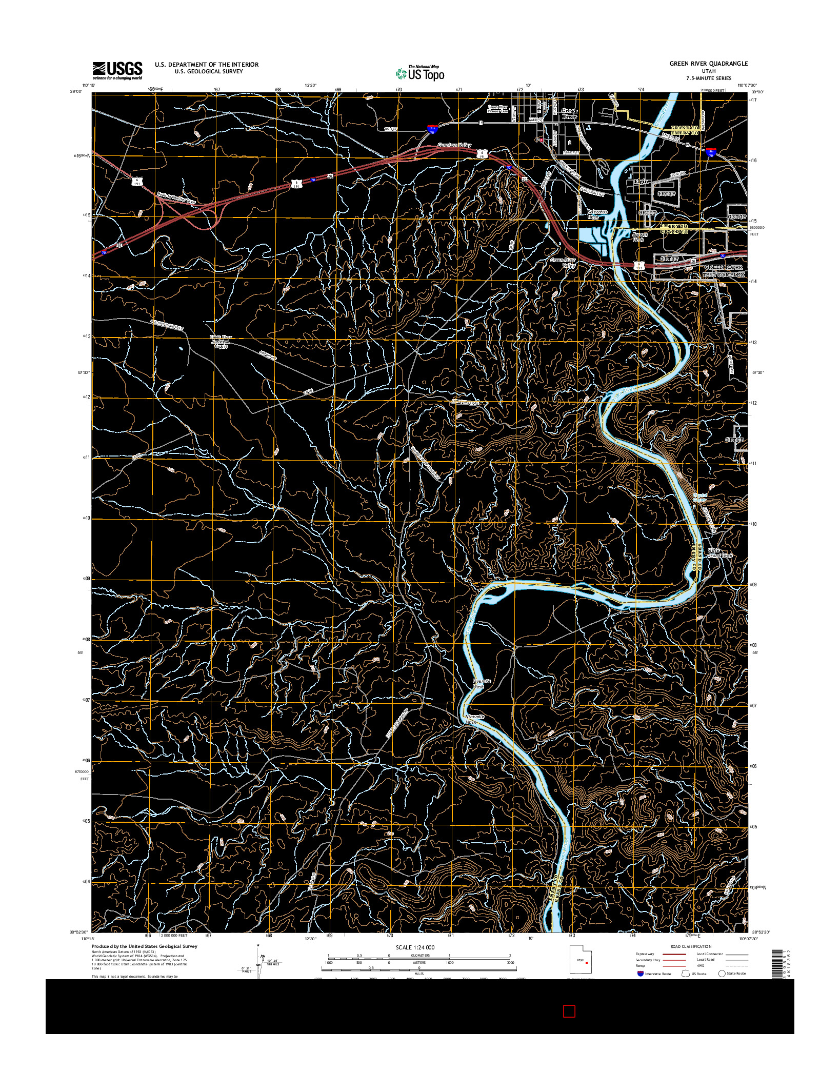 USGS US TOPO 7.5-MINUTE MAP FOR GREEN RIVER, UT 2017