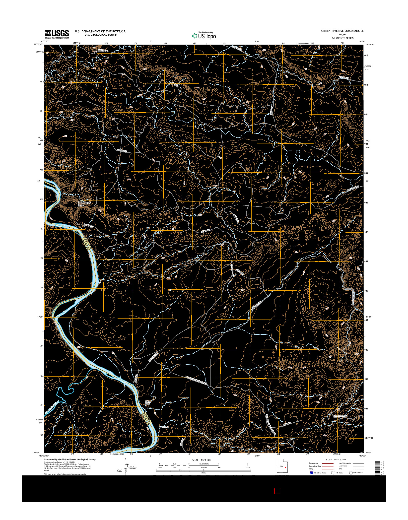 USGS US TOPO 7.5-MINUTE MAP FOR GREEN RIVER SE, UT 2017