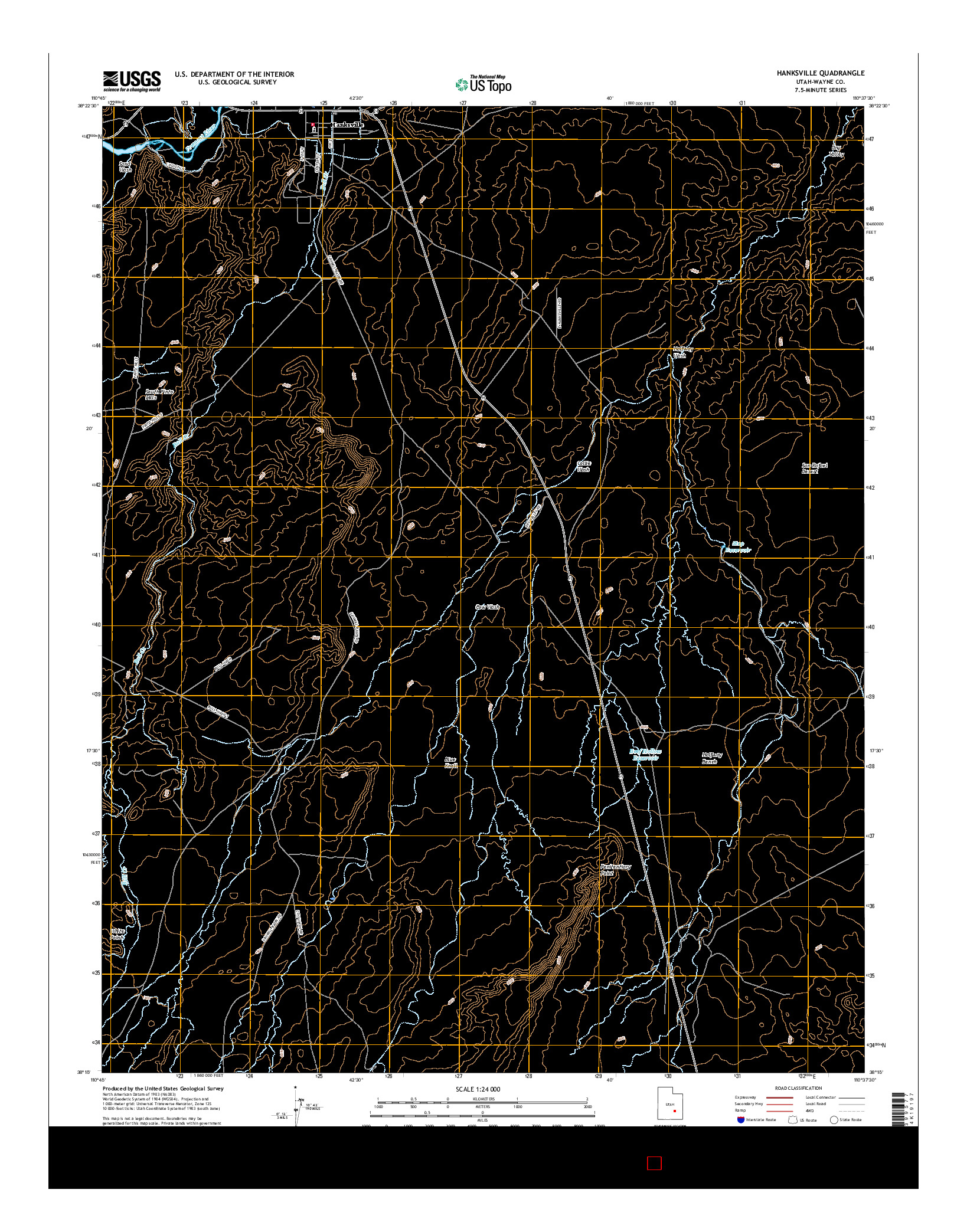 USGS US TOPO 7.5-MINUTE MAP FOR HANKSVILLE, UT 2017