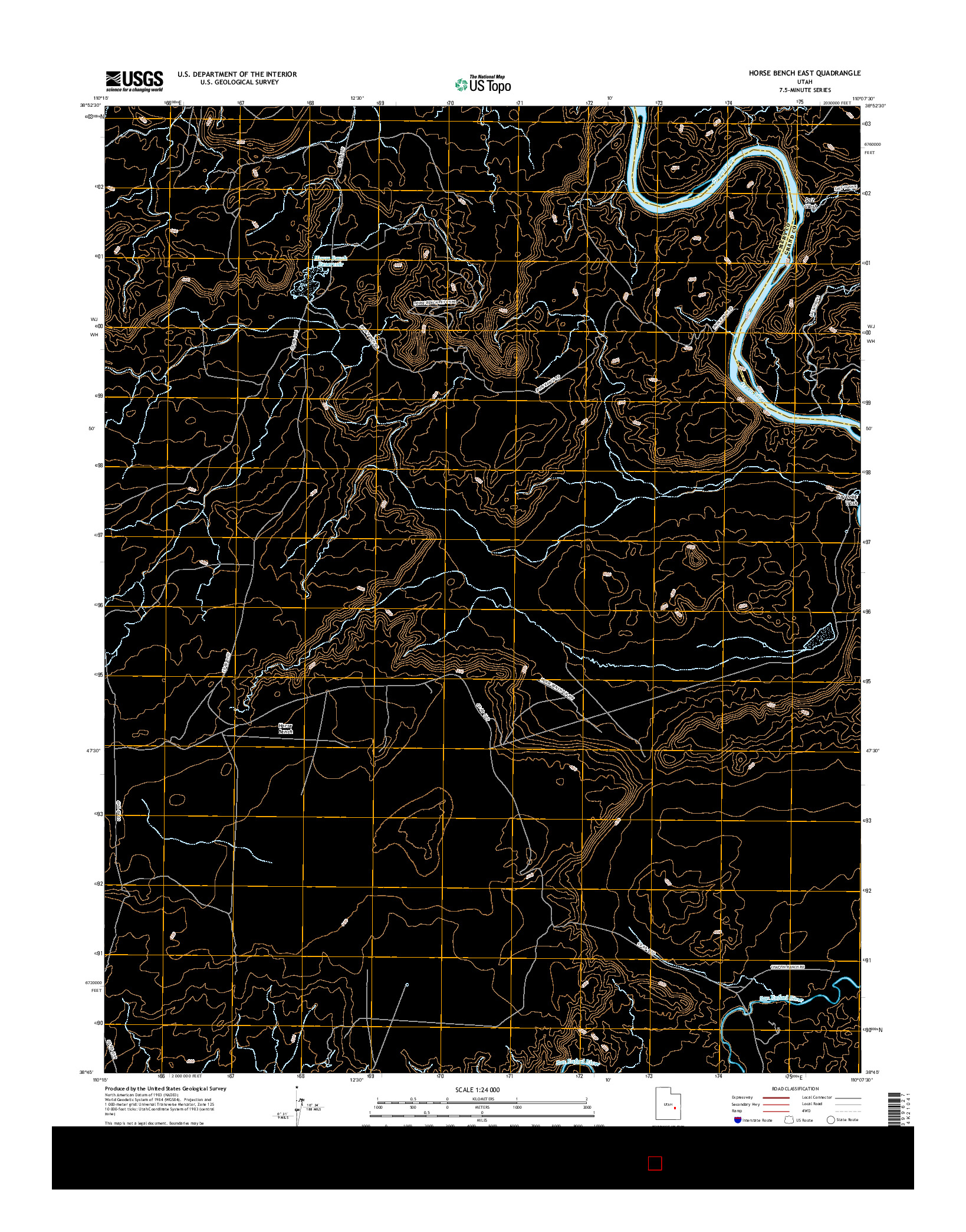 USGS US TOPO 7.5-MINUTE MAP FOR HORSE BENCH EAST, UT 2017