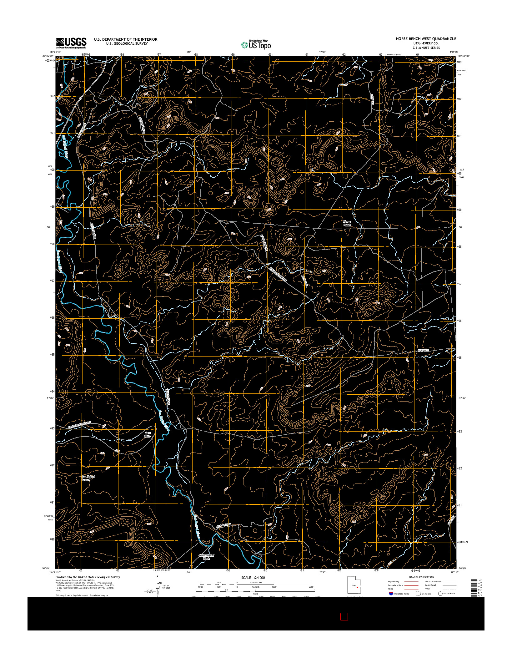USGS US TOPO 7.5-MINUTE MAP FOR HORSE BENCH WEST, UT 2017