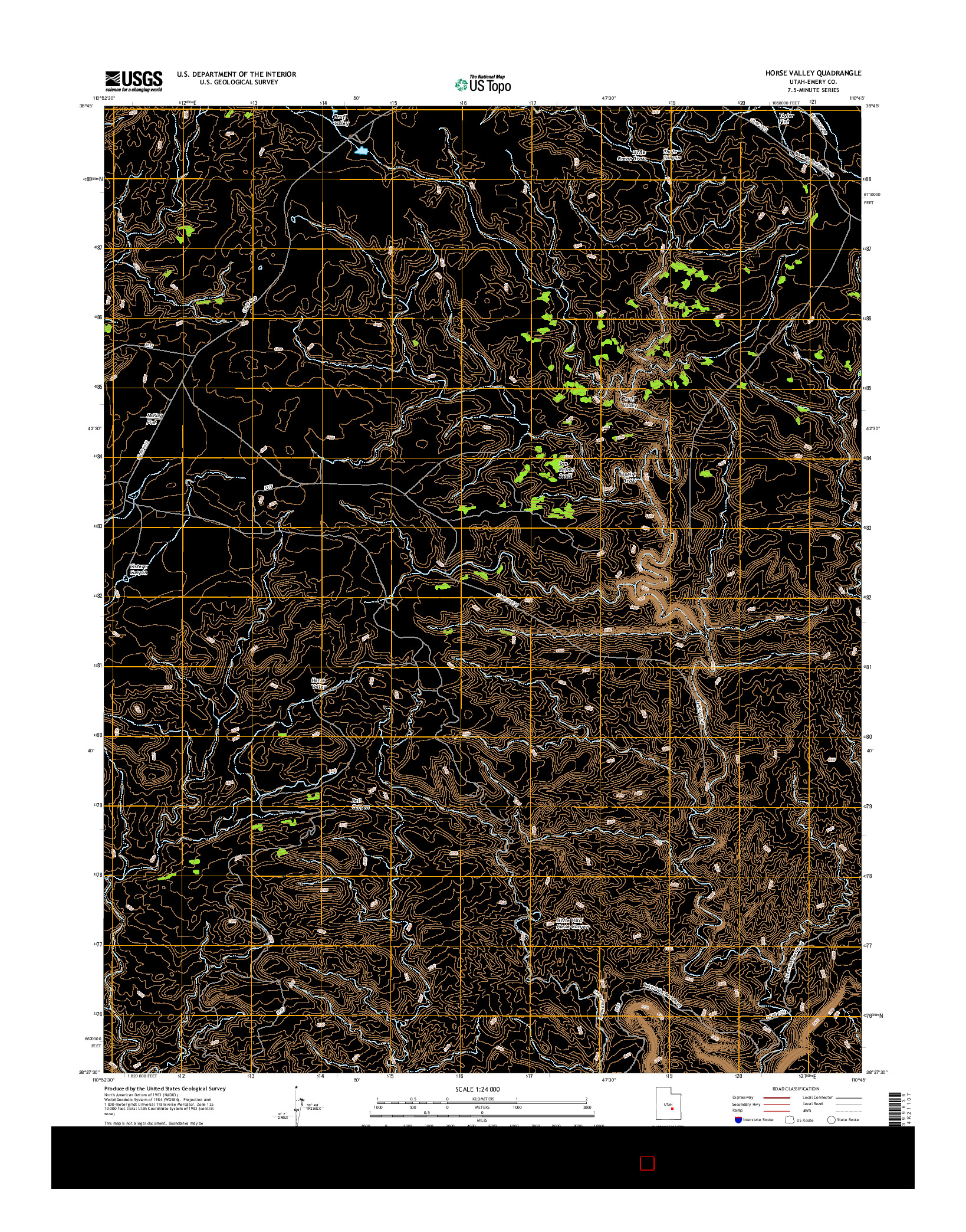 USGS US TOPO 7.5-MINUTE MAP FOR HORSE VALLEY, UT 2017