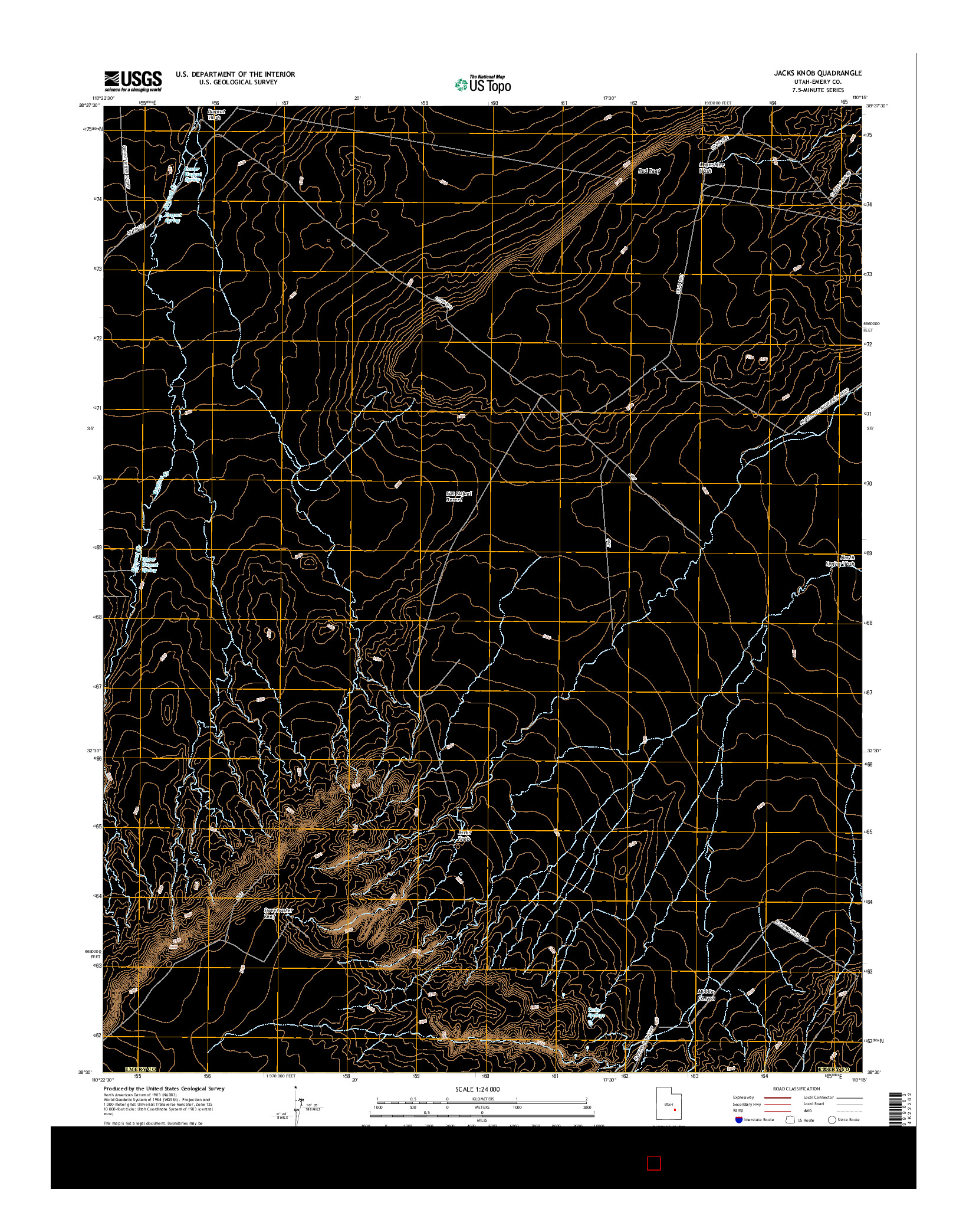 USGS US TOPO 7.5-MINUTE MAP FOR JACKS KNOB, UT 2017