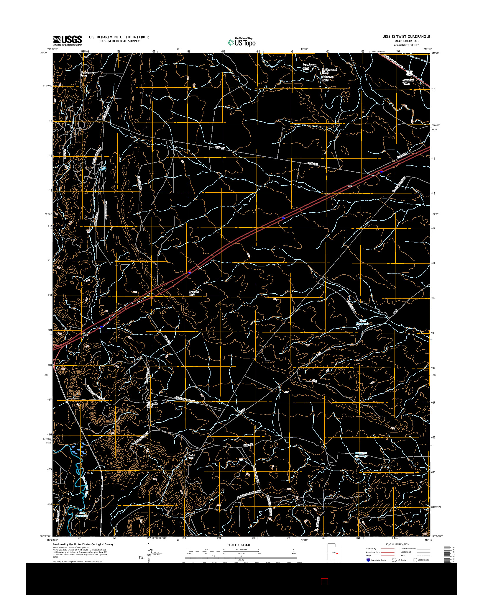 USGS US TOPO 7.5-MINUTE MAP FOR JESSIES TWIST, UT 2017