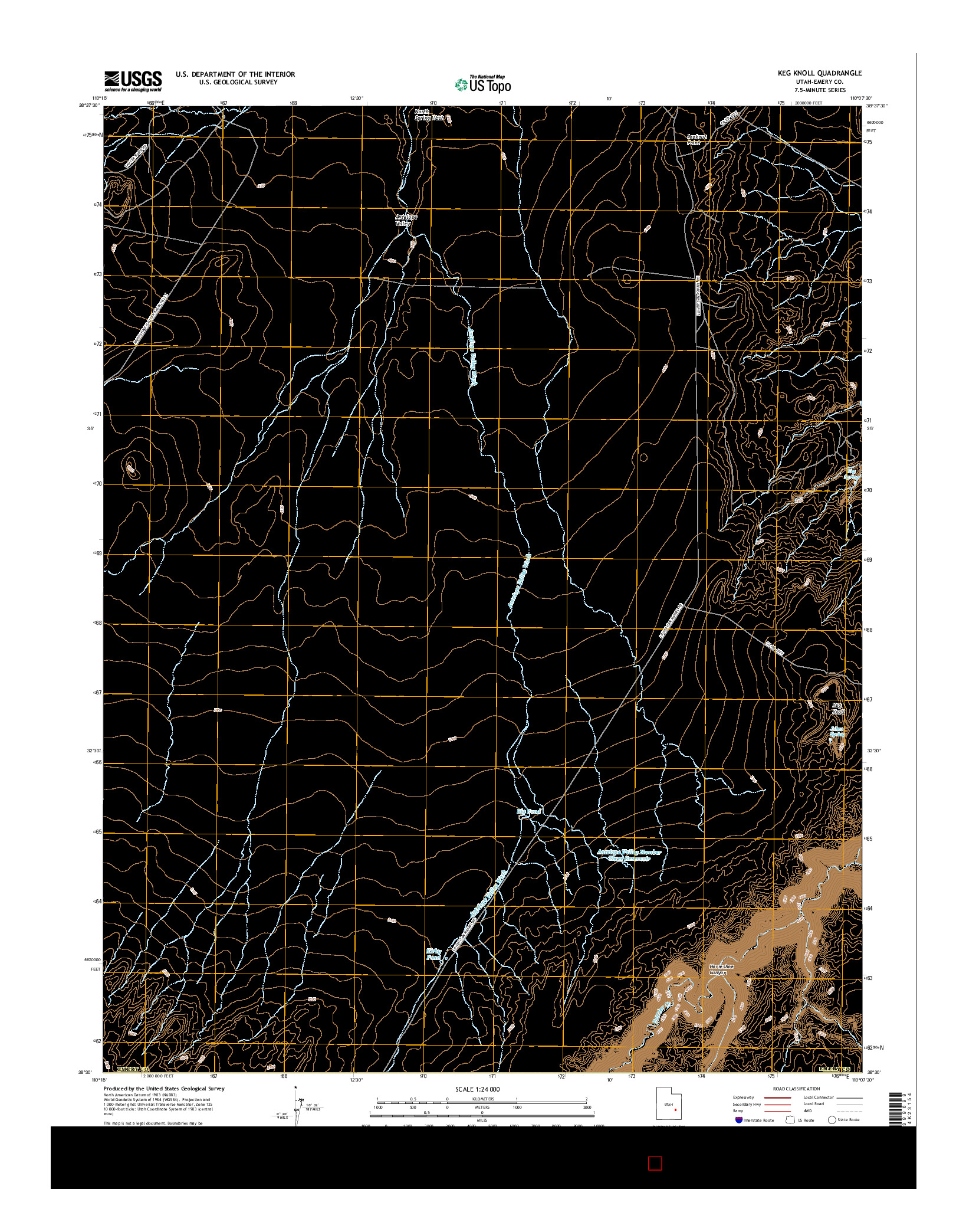 USGS US TOPO 7.5-MINUTE MAP FOR KEG KNOLL, UT 2017