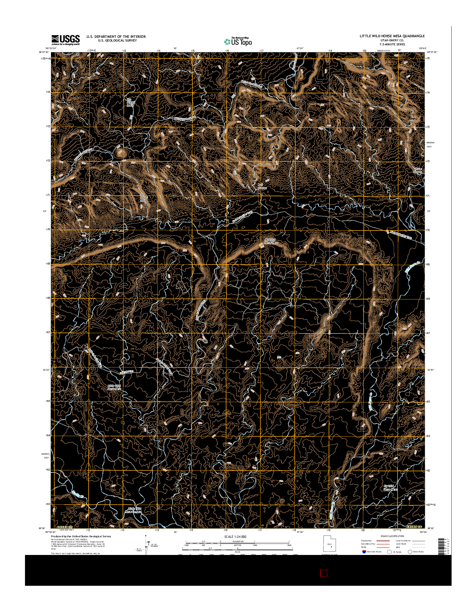 USGS US TOPO 7.5-MINUTE MAP FOR LITTLE WILD HORSE MESA, UT 2017