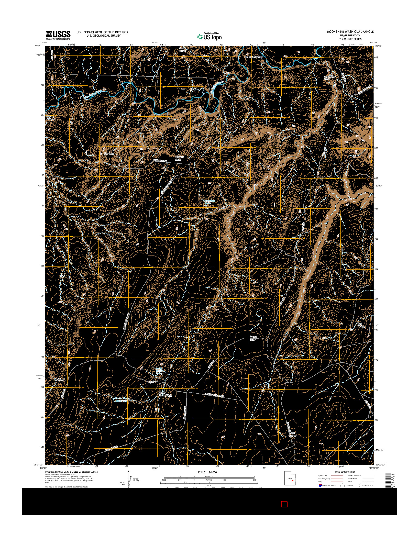 USGS US TOPO 7.5-MINUTE MAP FOR MOONSHINE WASH, UT 2017