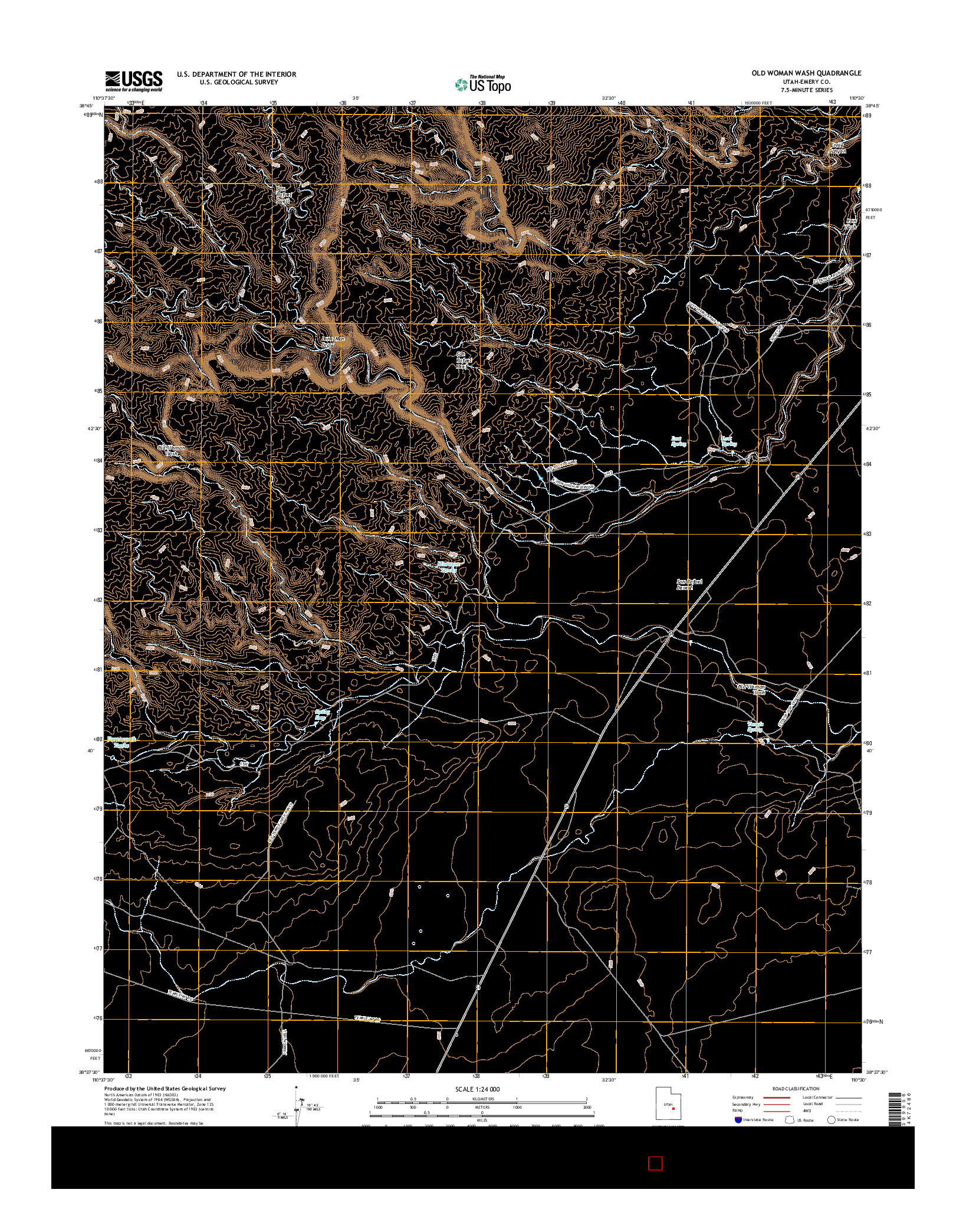 USGS US TOPO 7.5-MINUTE MAP FOR OLD WOMAN WASH, UT 2017