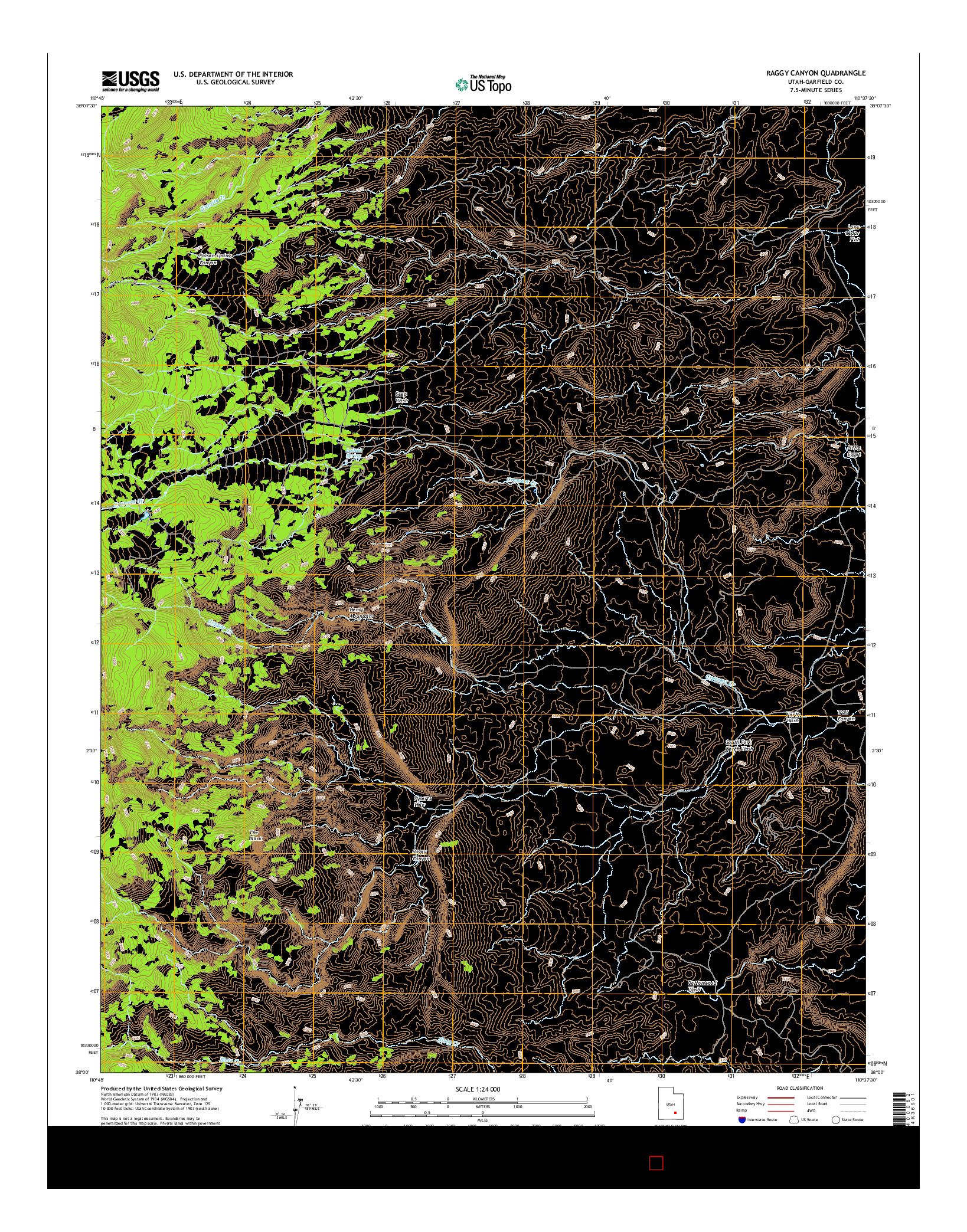 USGS US TOPO 7.5-MINUTE MAP FOR RAGGY CANYON, UT 2017