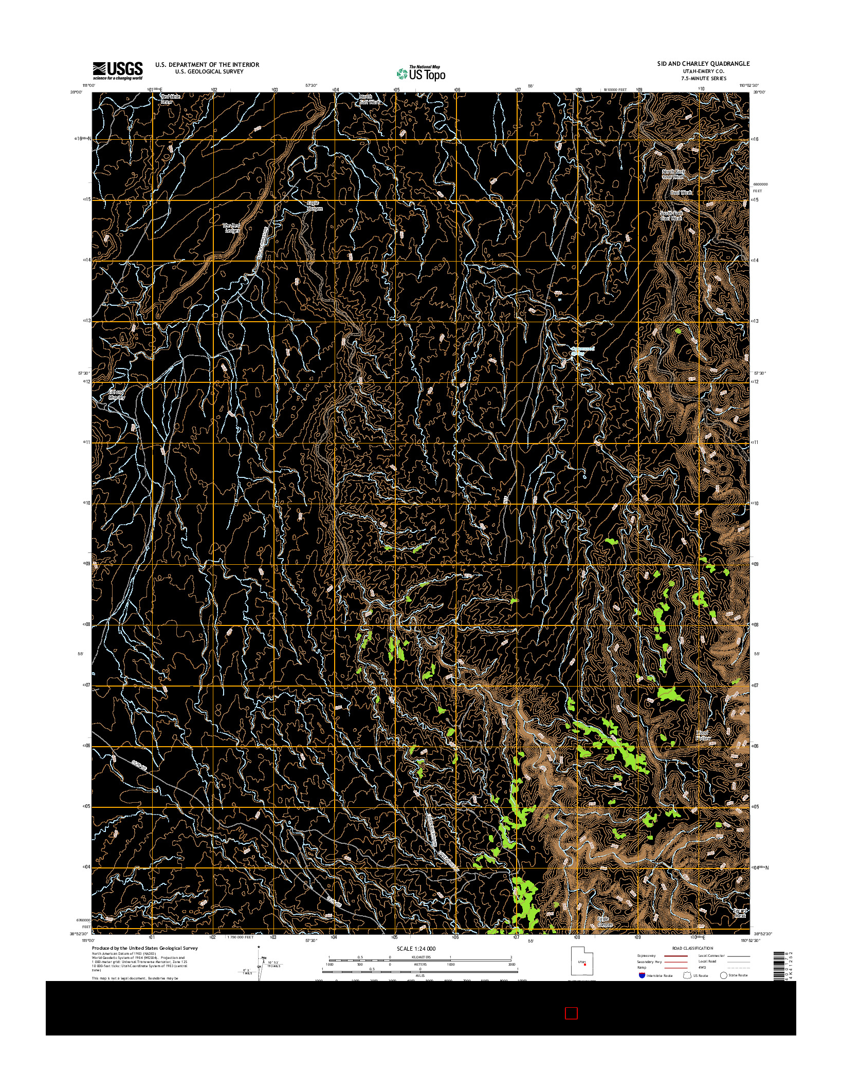 USGS US TOPO 7.5-MINUTE MAP FOR SID AND CHARLEY, UT 2017