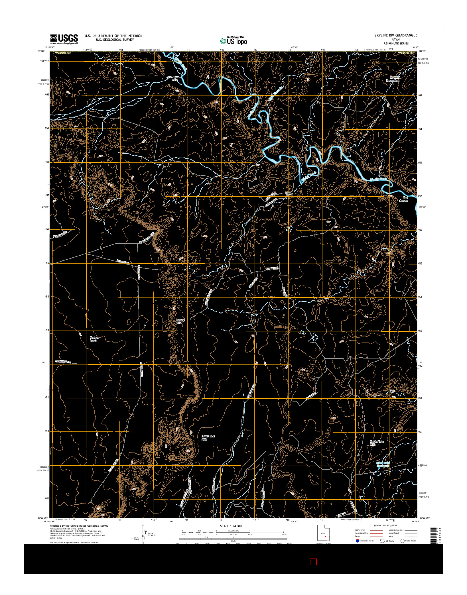 USGS US TOPO 7.5-MINUTE MAP FOR SKYLINE RIM, UT 2017
