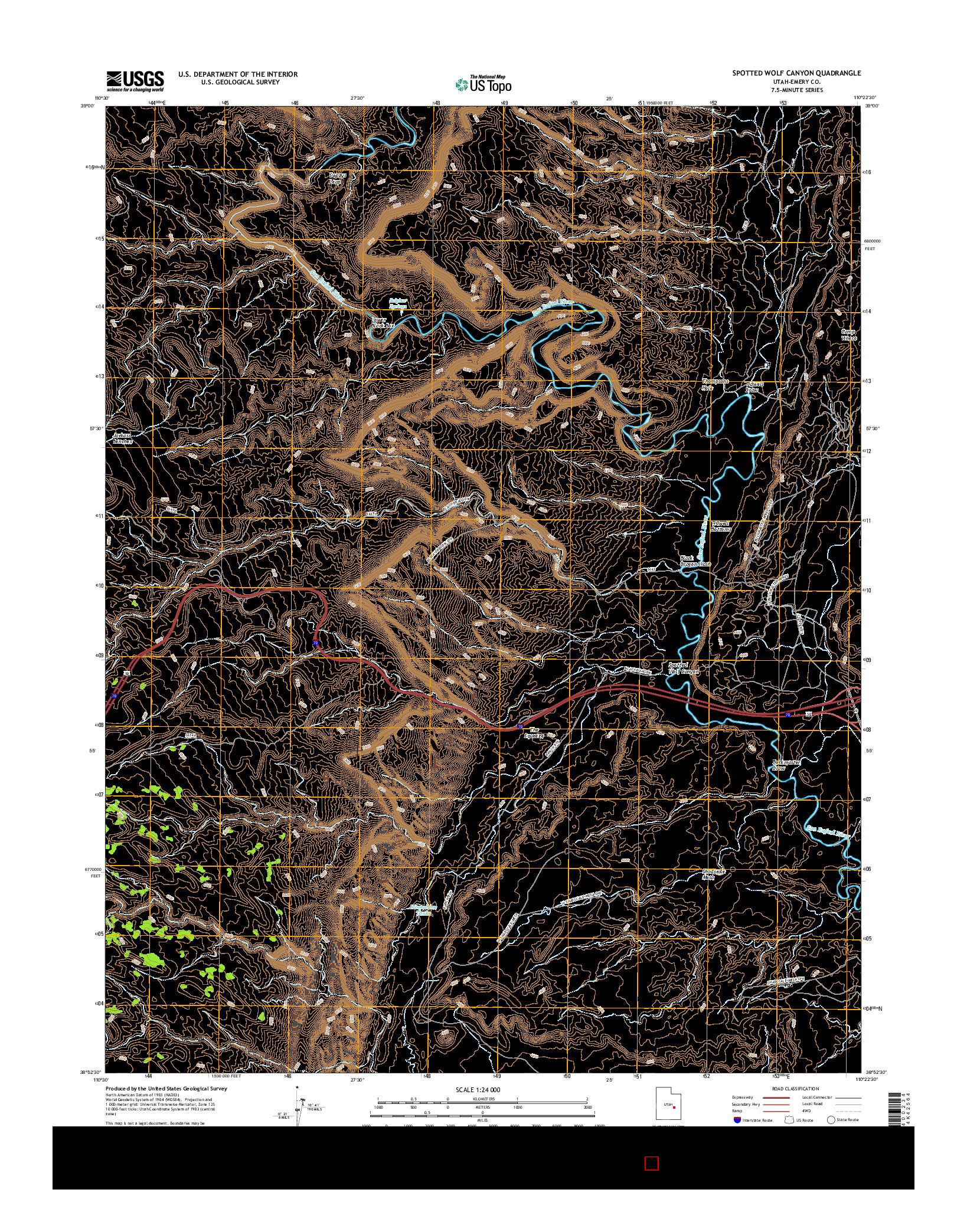USGS US TOPO 7.5-MINUTE MAP FOR SPOTTED WOLF CANYON, UT 2017