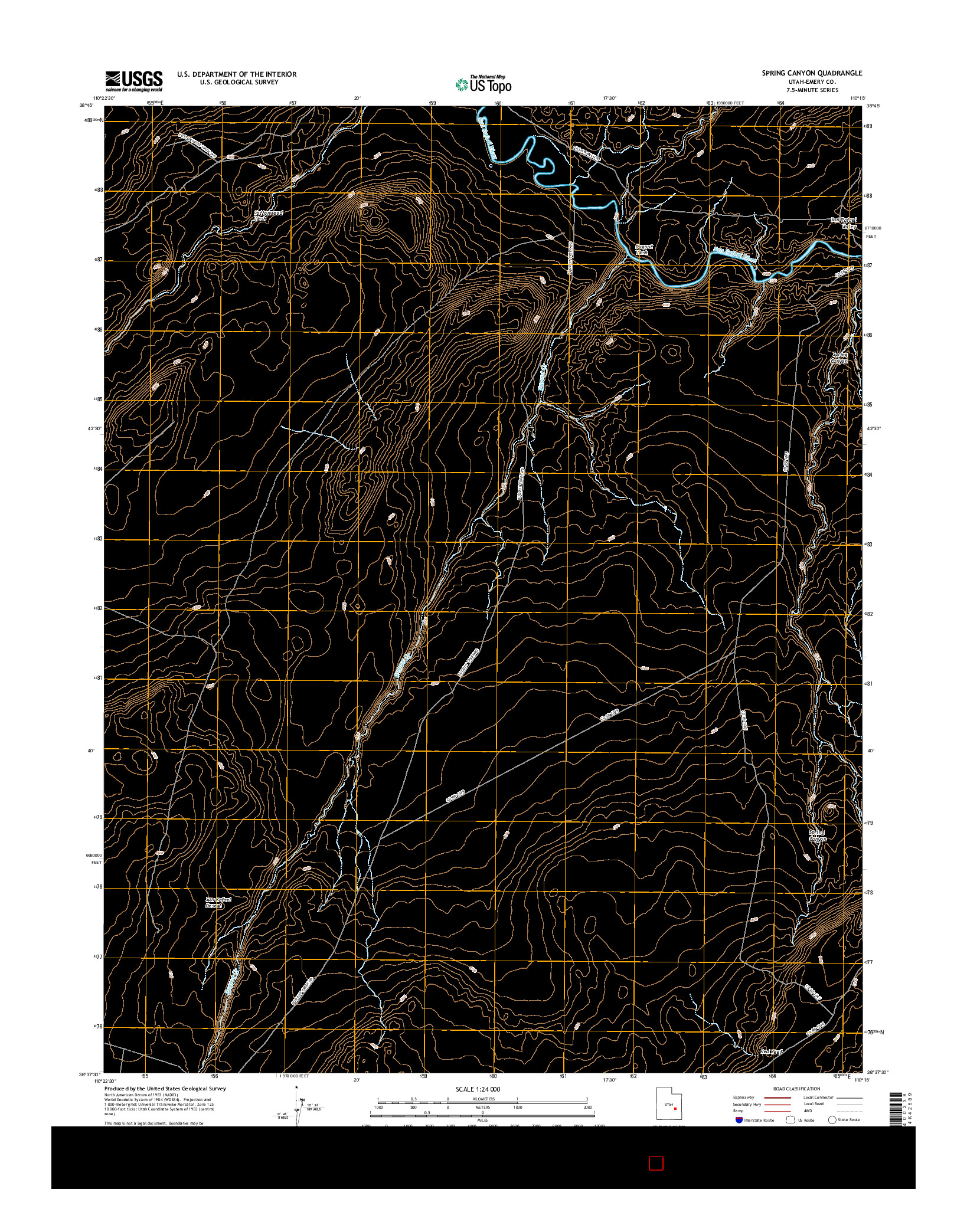 USGS US TOPO 7.5-MINUTE MAP FOR SPRING CANYON, UT 2017