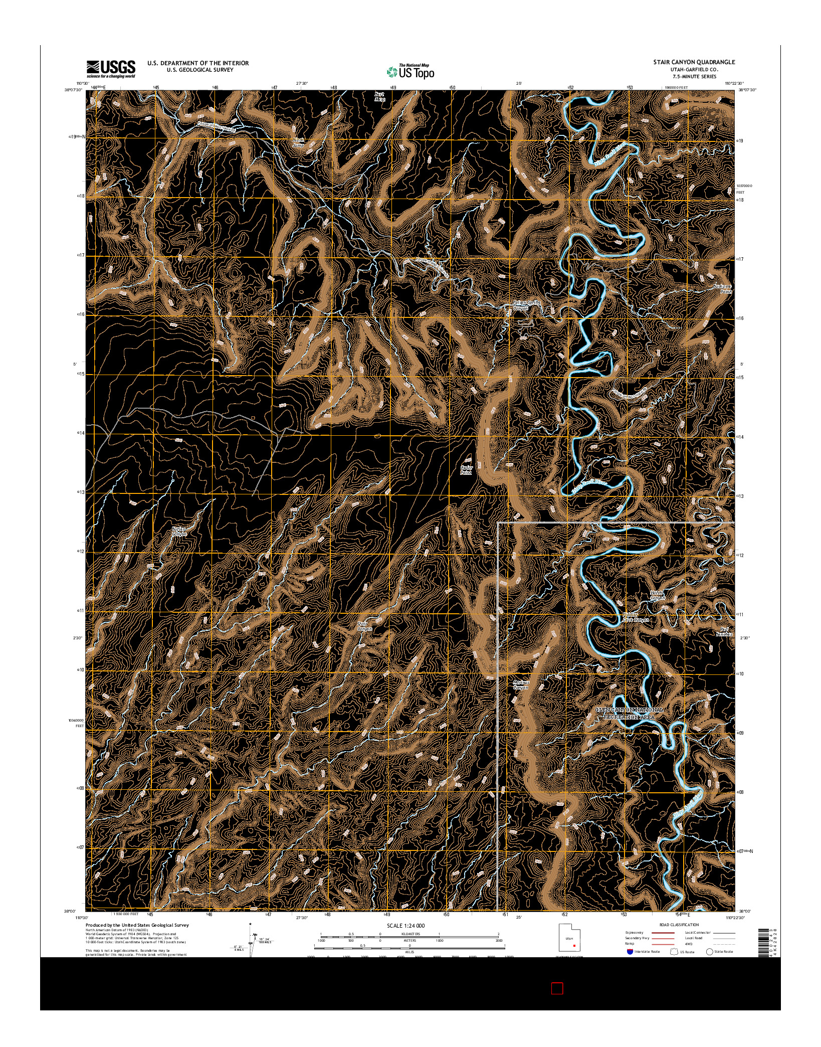 USGS US TOPO 7.5-MINUTE MAP FOR STAIR CANYON, UT 2017