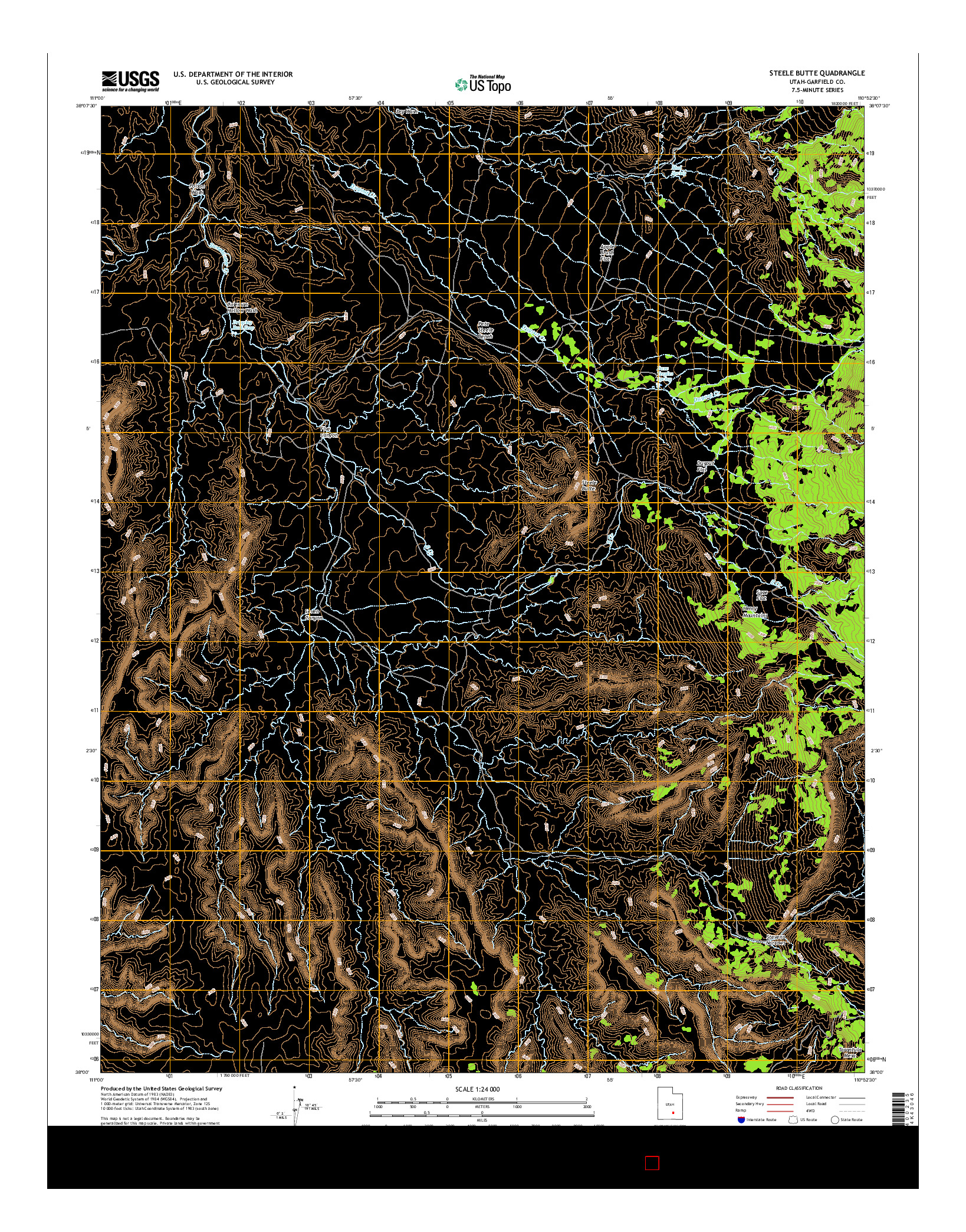 USGS US TOPO 7.5-MINUTE MAP FOR STEELE BUTTE, UT 2017