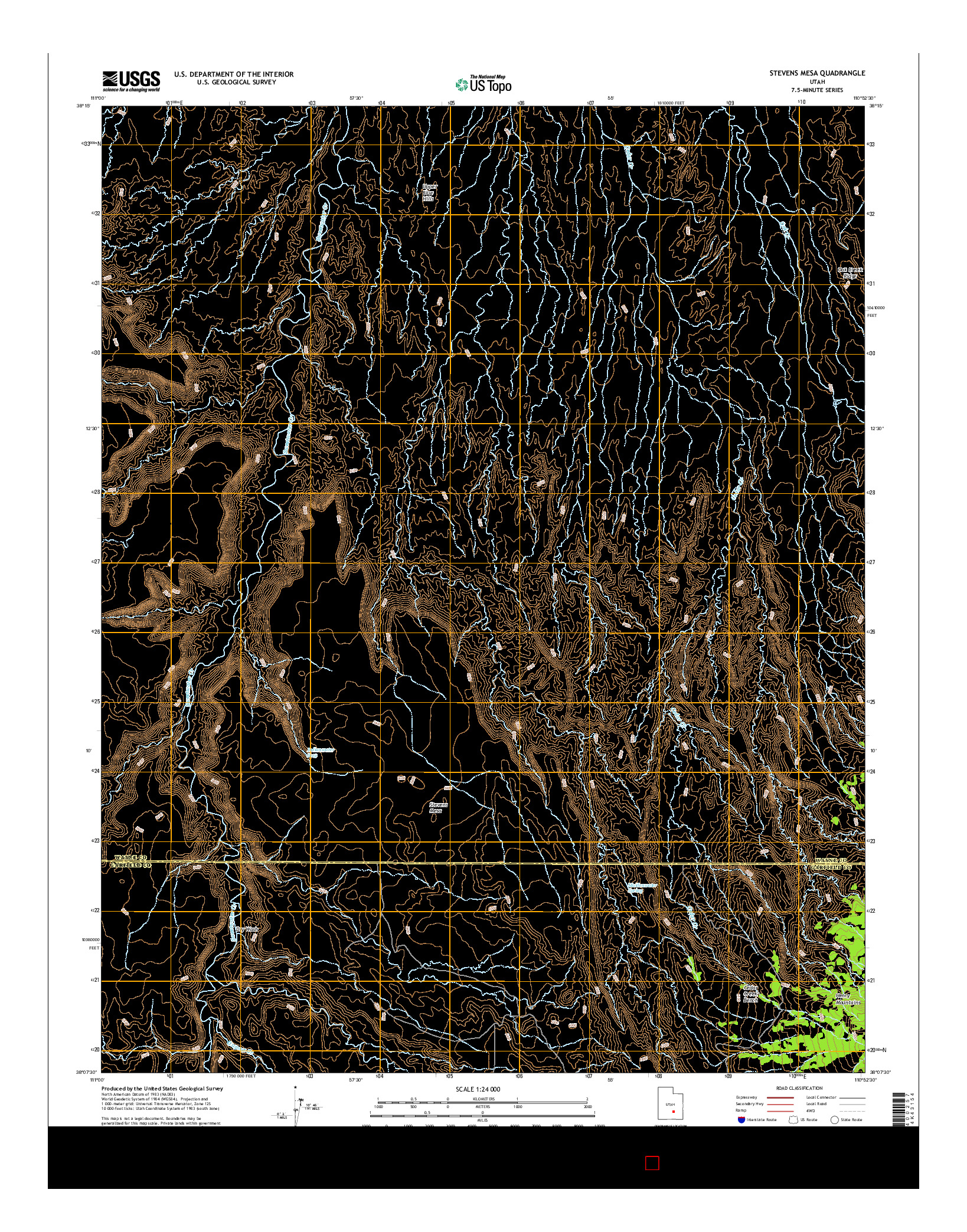 USGS US TOPO 7.5-MINUTE MAP FOR STEVENS MESA, UT 2017