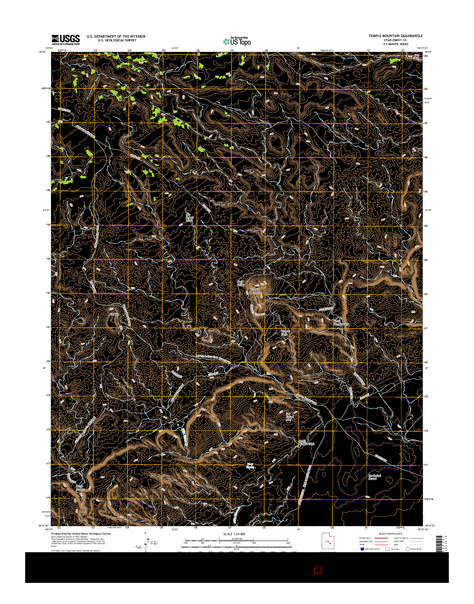 USGS US TOPO 7.5-MINUTE MAP FOR TEMPLE MOUNTAIN, UT 2017