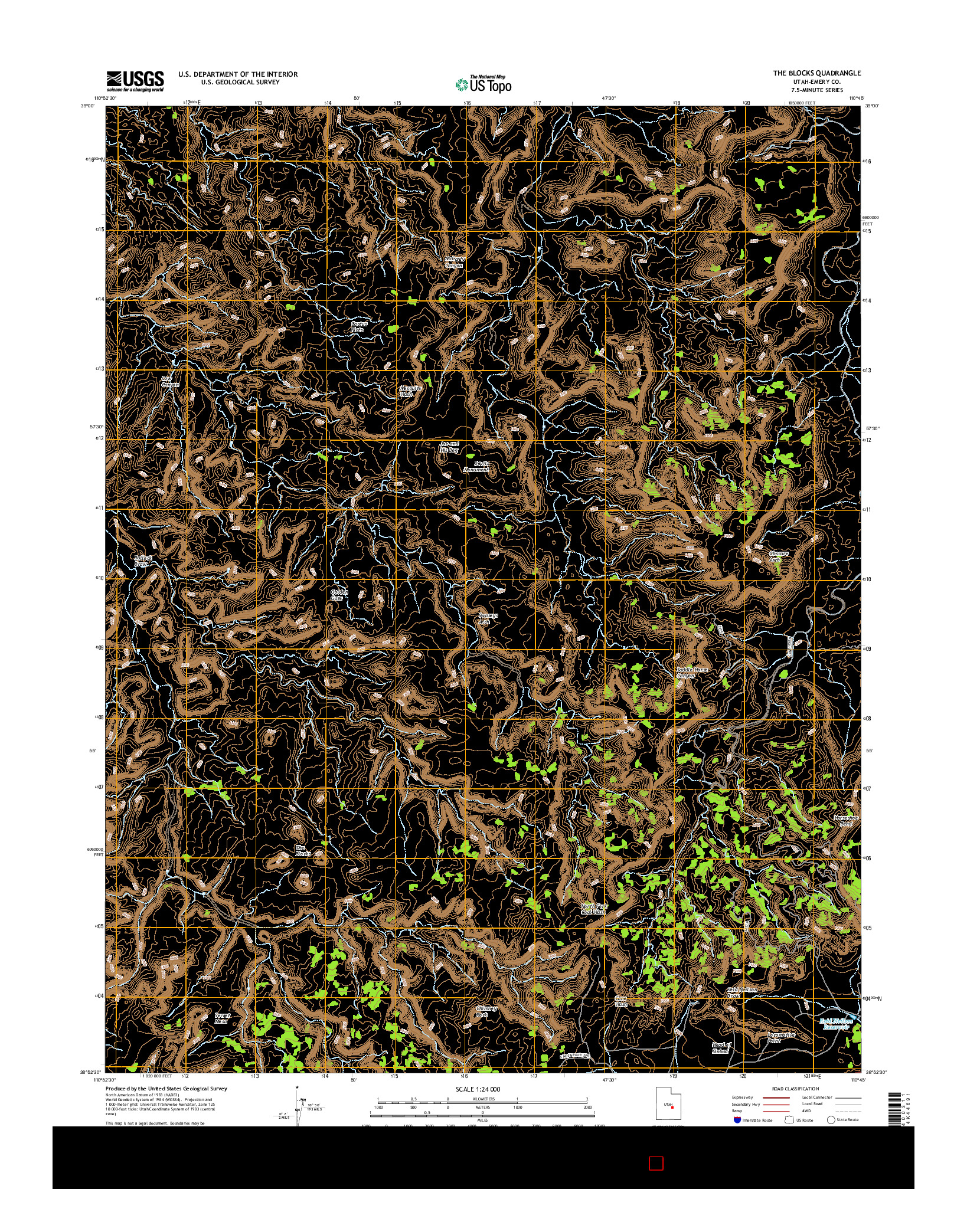 USGS US TOPO 7.5-MINUTE MAP FOR THE BLOCKS, UT 2017