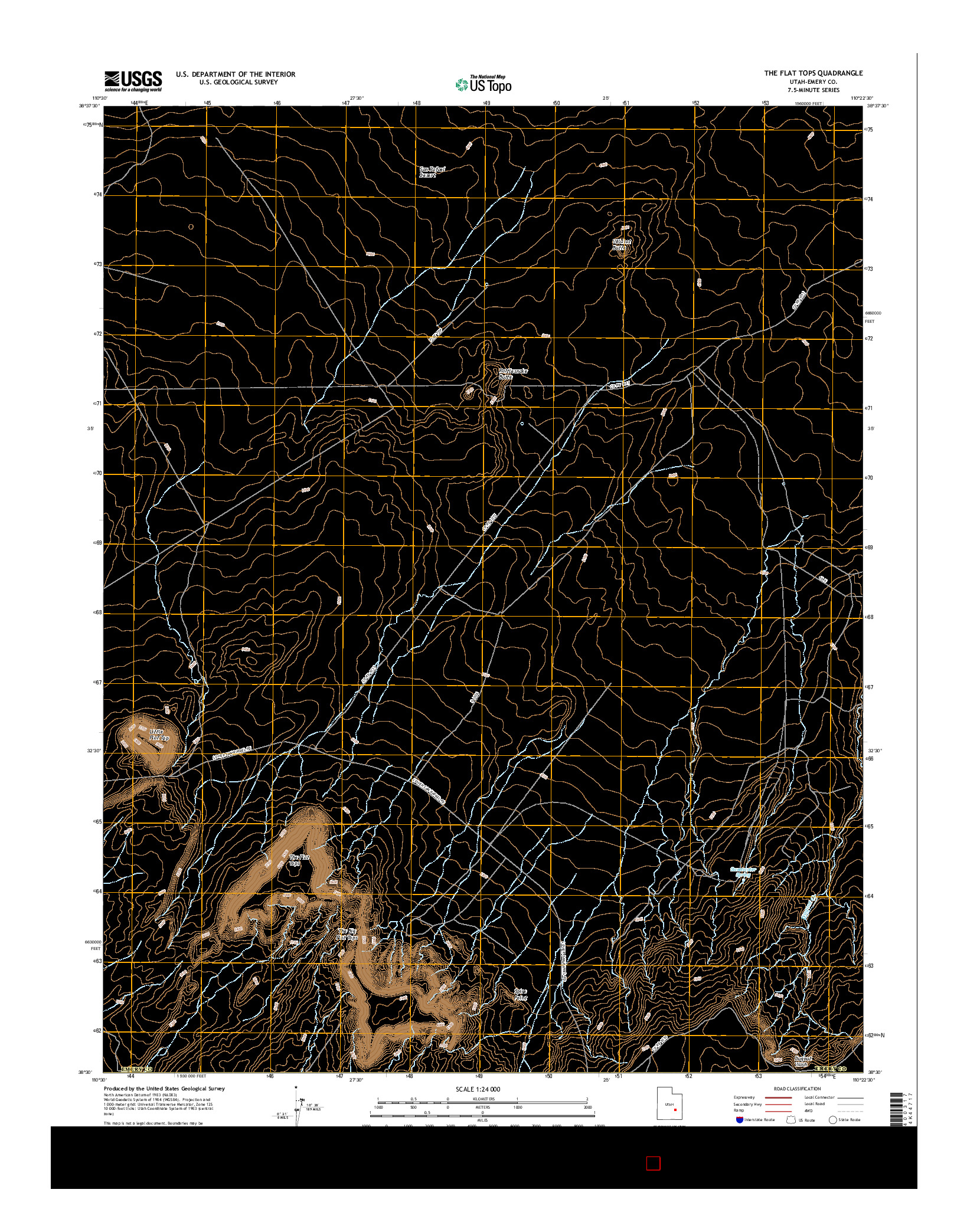 USGS US TOPO 7.5-MINUTE MAP FOR THE FLAT TOPS, UT 2017
