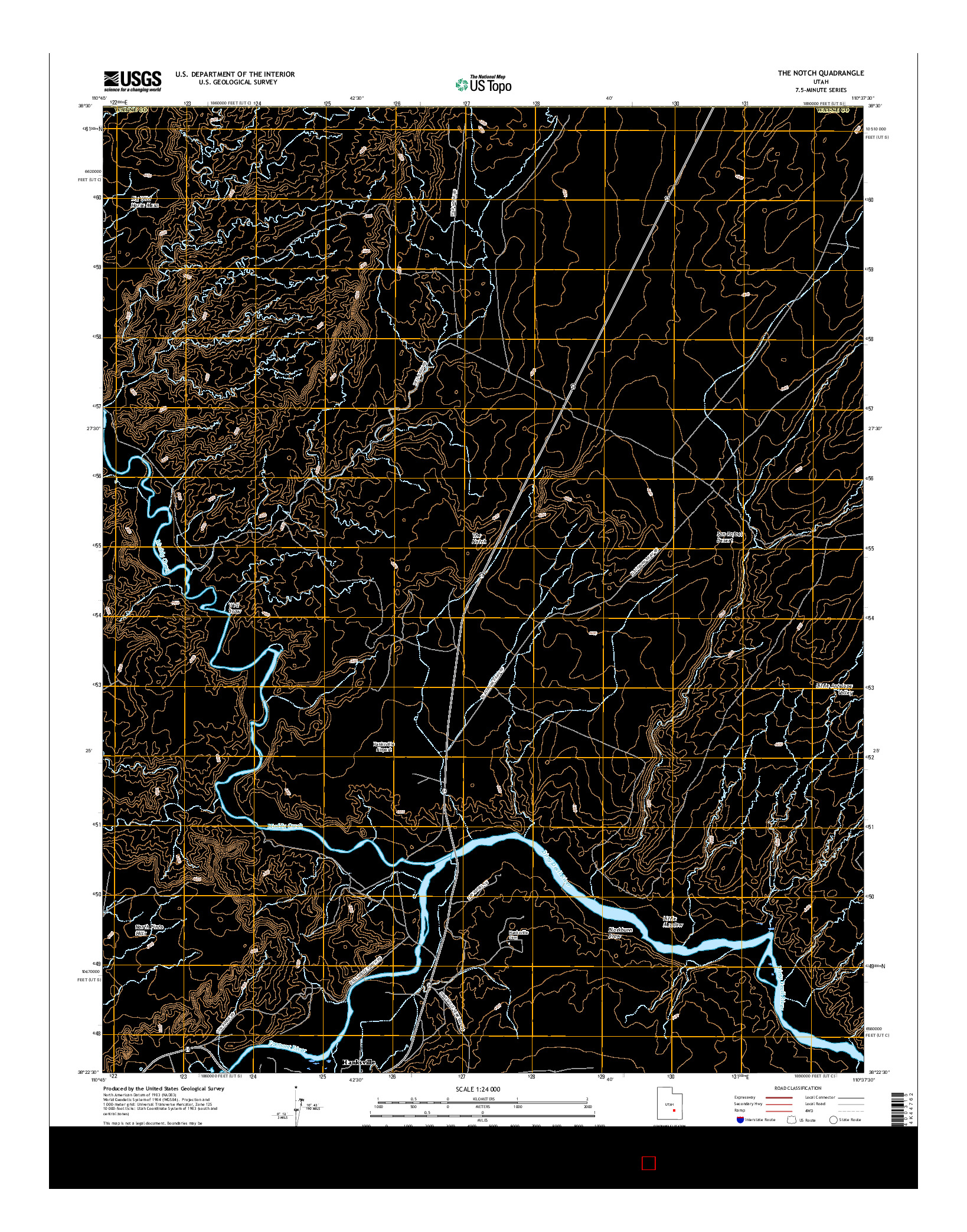 USGS US TOPO 7.5-MINUTE MAP FOR THE NOTCH, UT 2017