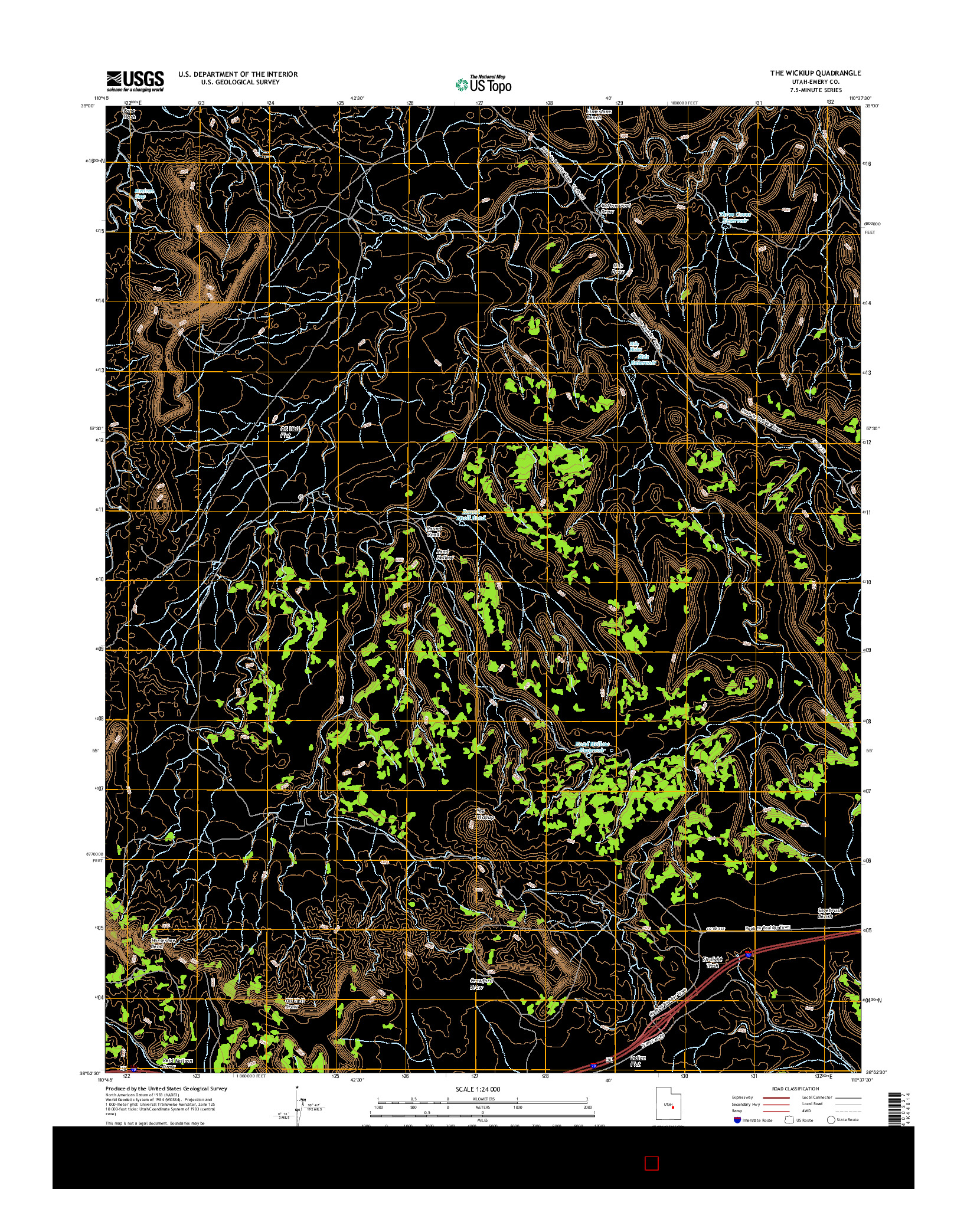 USGS US TOPO 7.5-MINUTE MAP FOR THE WICKIUP, UT 2017