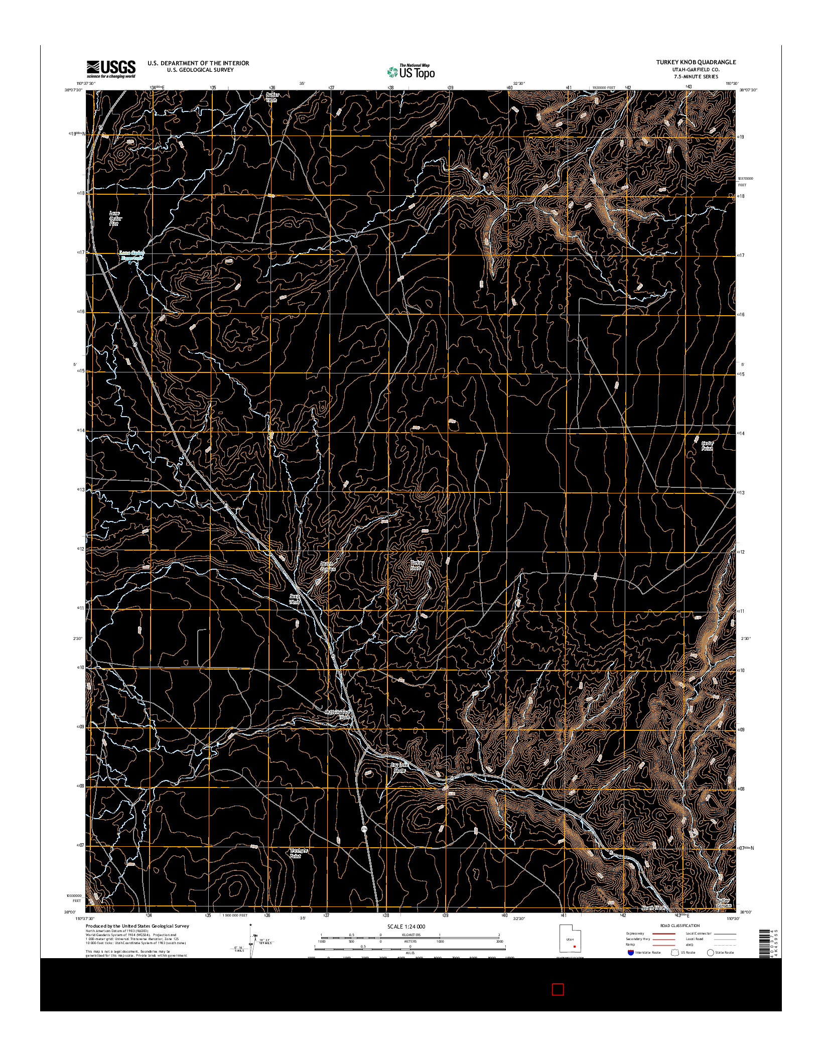 USGS US TOPO 7.5-MINUTE MAP FOR TURKEY KNOB, UT 2017