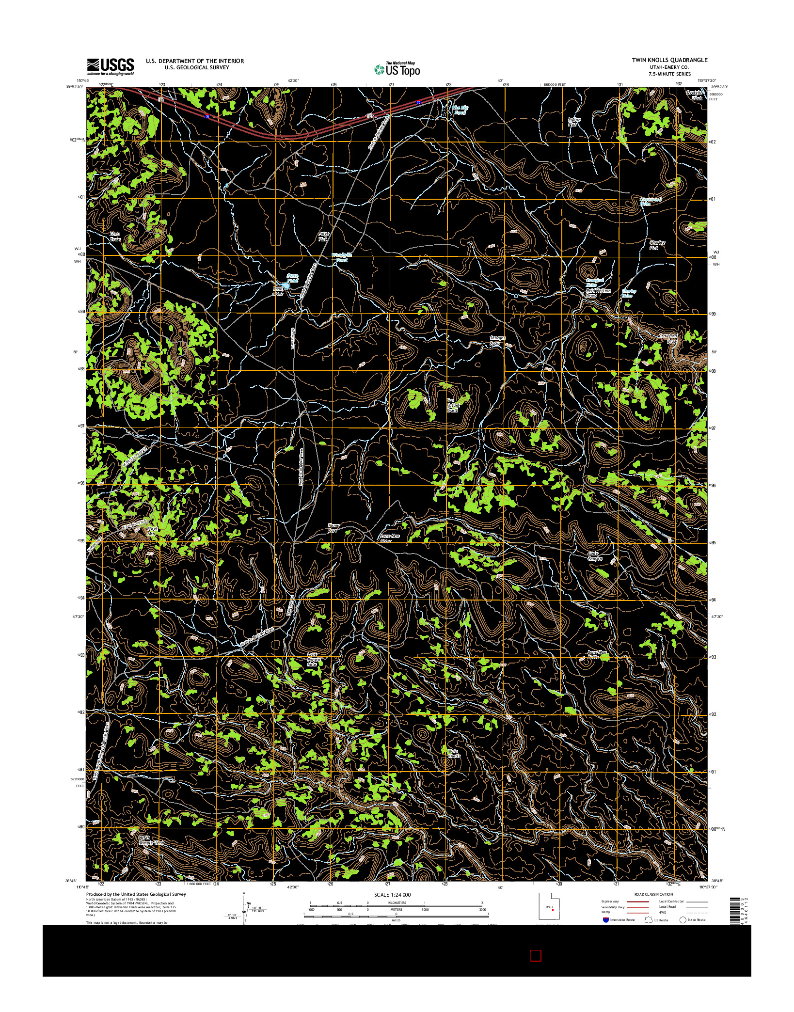 USGS US TOPO 7.5-MINUTE MAP FOR TWIN KNOLLS, UT 2017