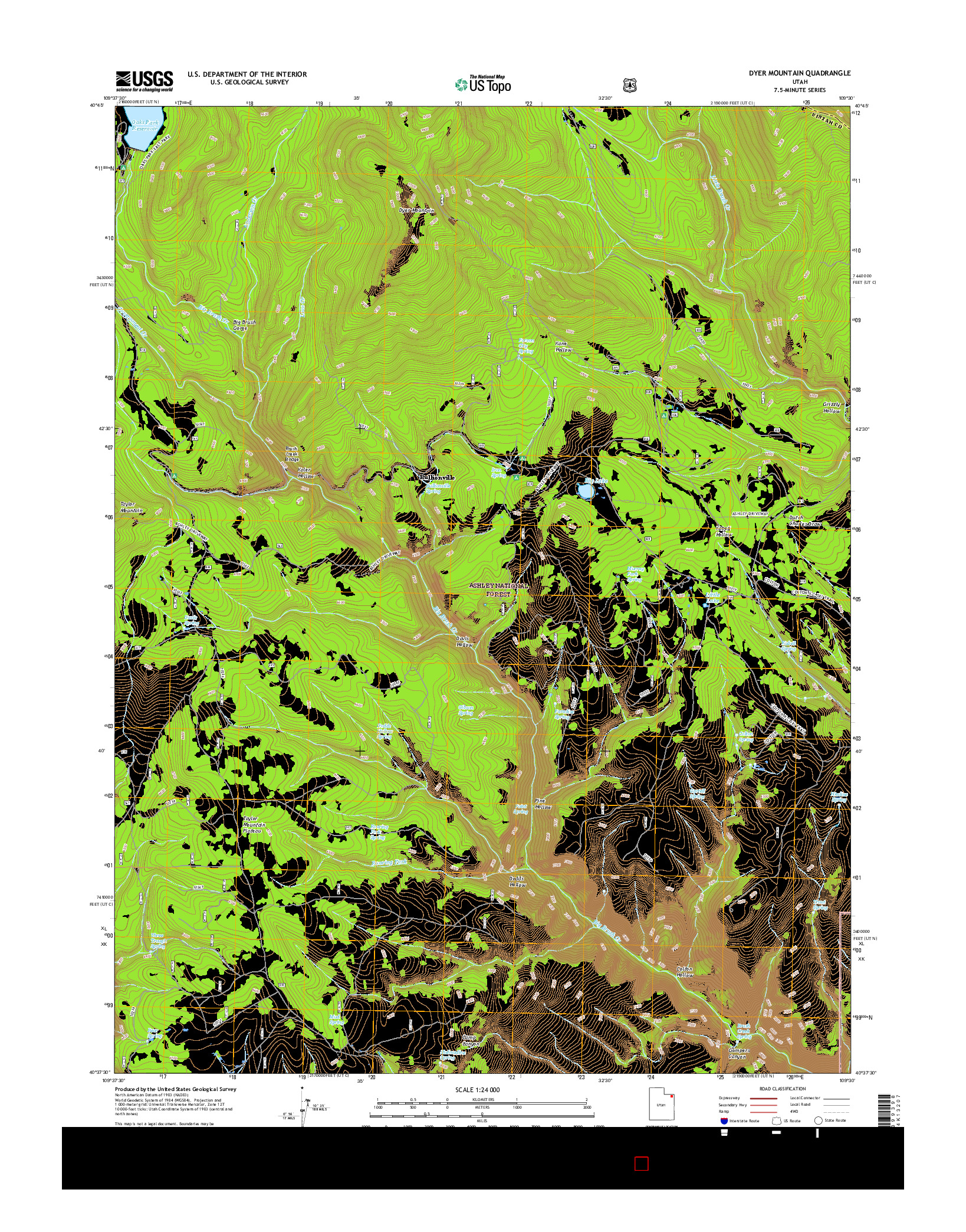 USGS US TOPO 7.5-MINUTE MAP FOR DYER MOUNTAIN, UT 2017