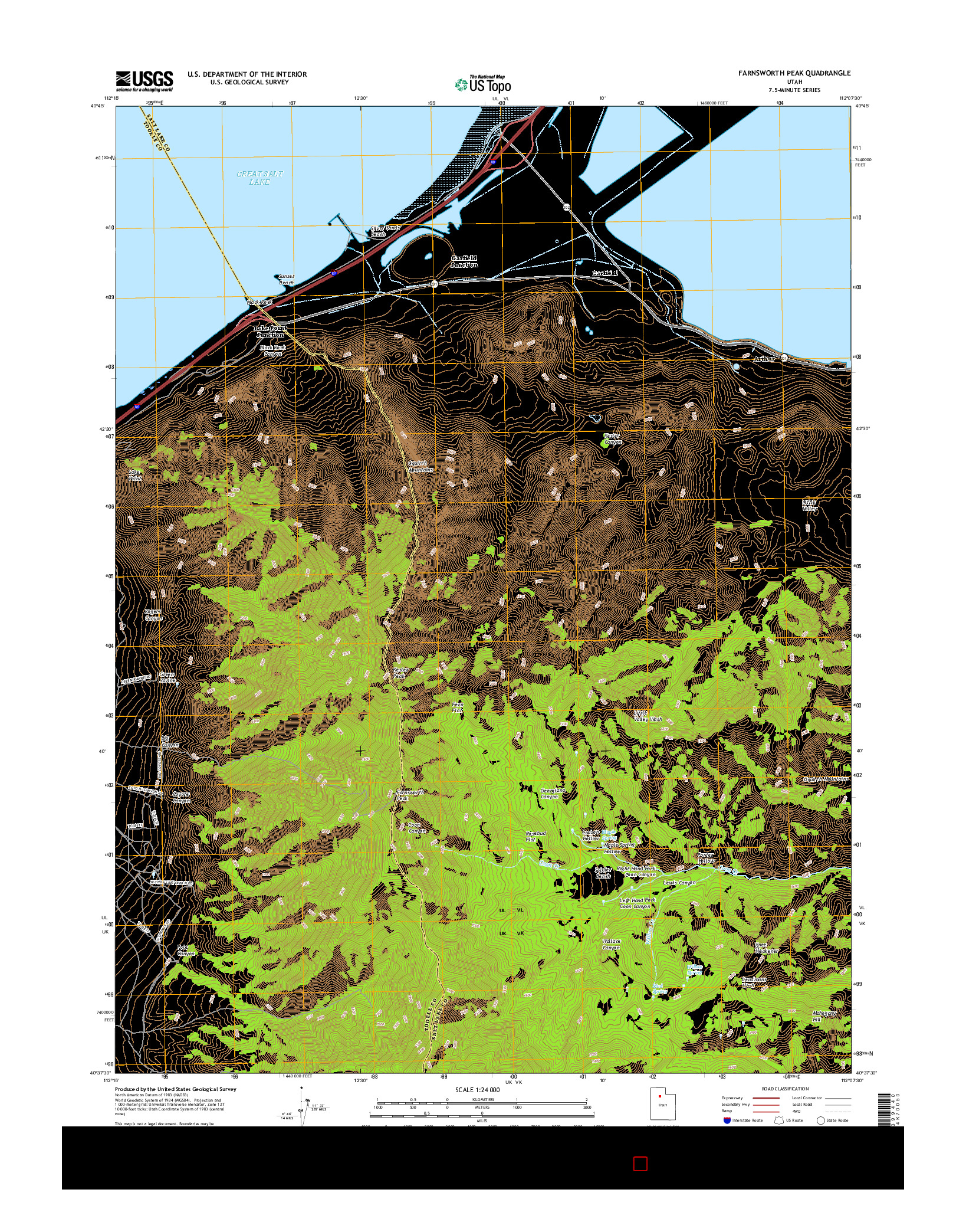 USGS US TOPO 7.5-MINUTE MAP FOR FARNSWORTH PEAK, UT 2017