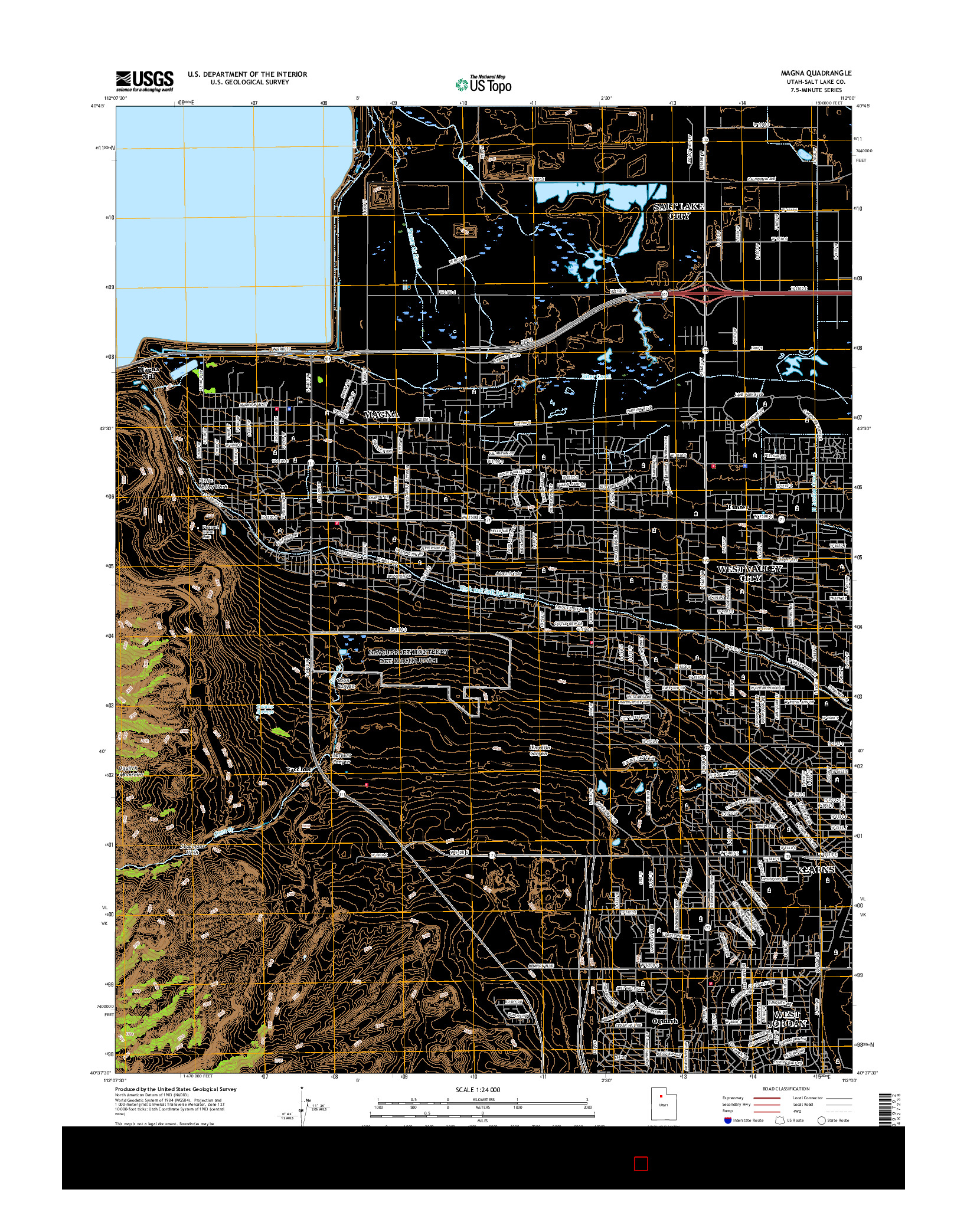 USGS US TOPO 7.5-MINUTE MAP FOR MAGNA, UT 2017