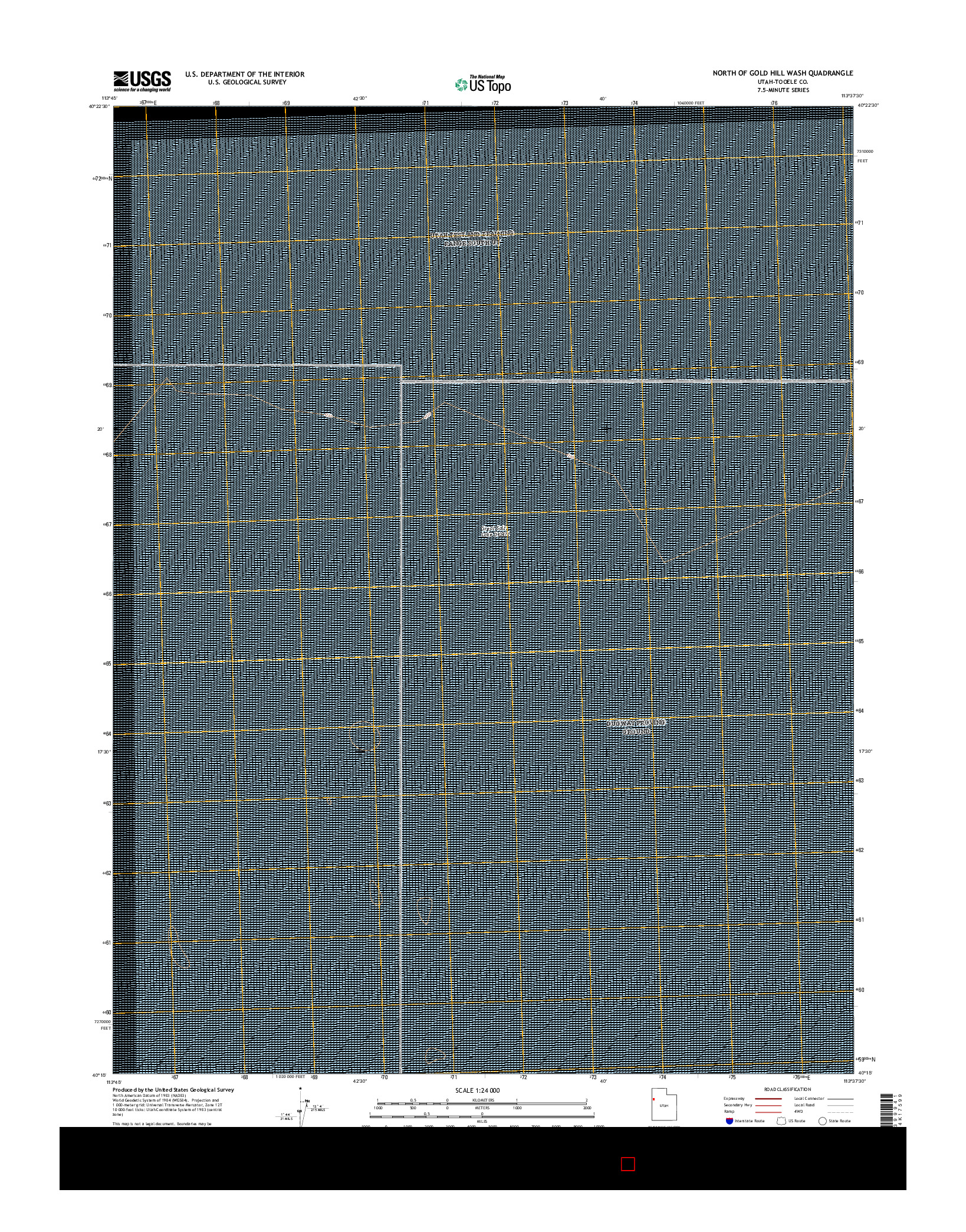 USGS US TOPO 7.5-MINUTE MAP FOR NORTH OF GOLD HILL WASH, UT 2017