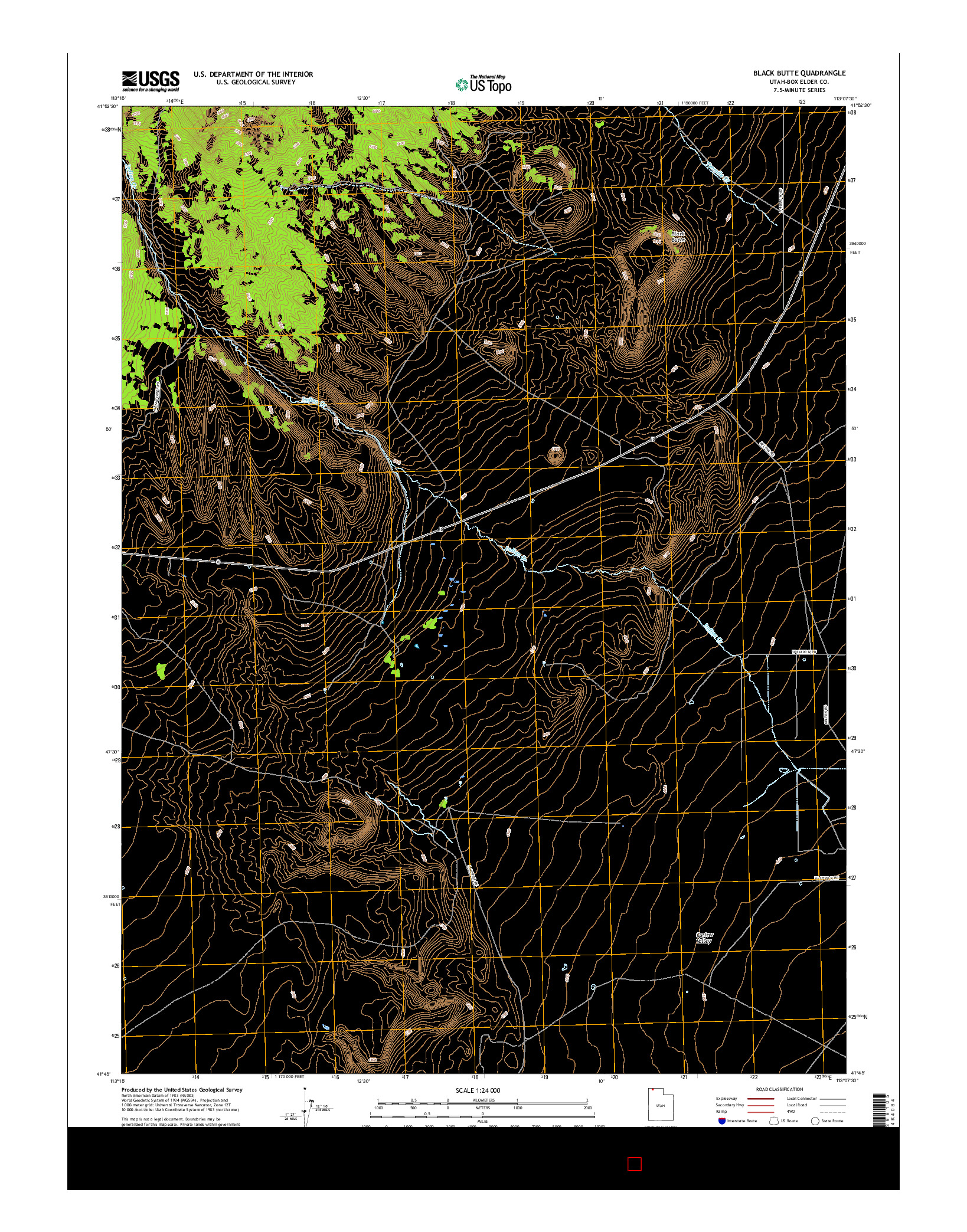 USGS US TOPO 7.5-MINUTE MAP FOR BLACK BUTTE, UT 2017