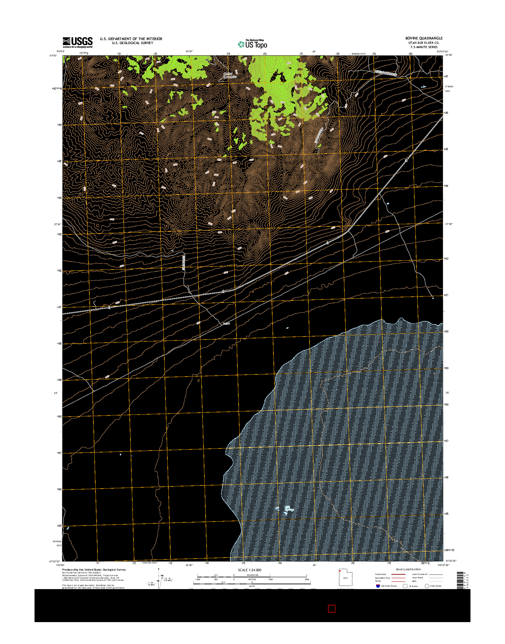 USGS US TOPO 7.5-MINUTE MAP FOR BOVINE, UT 2017