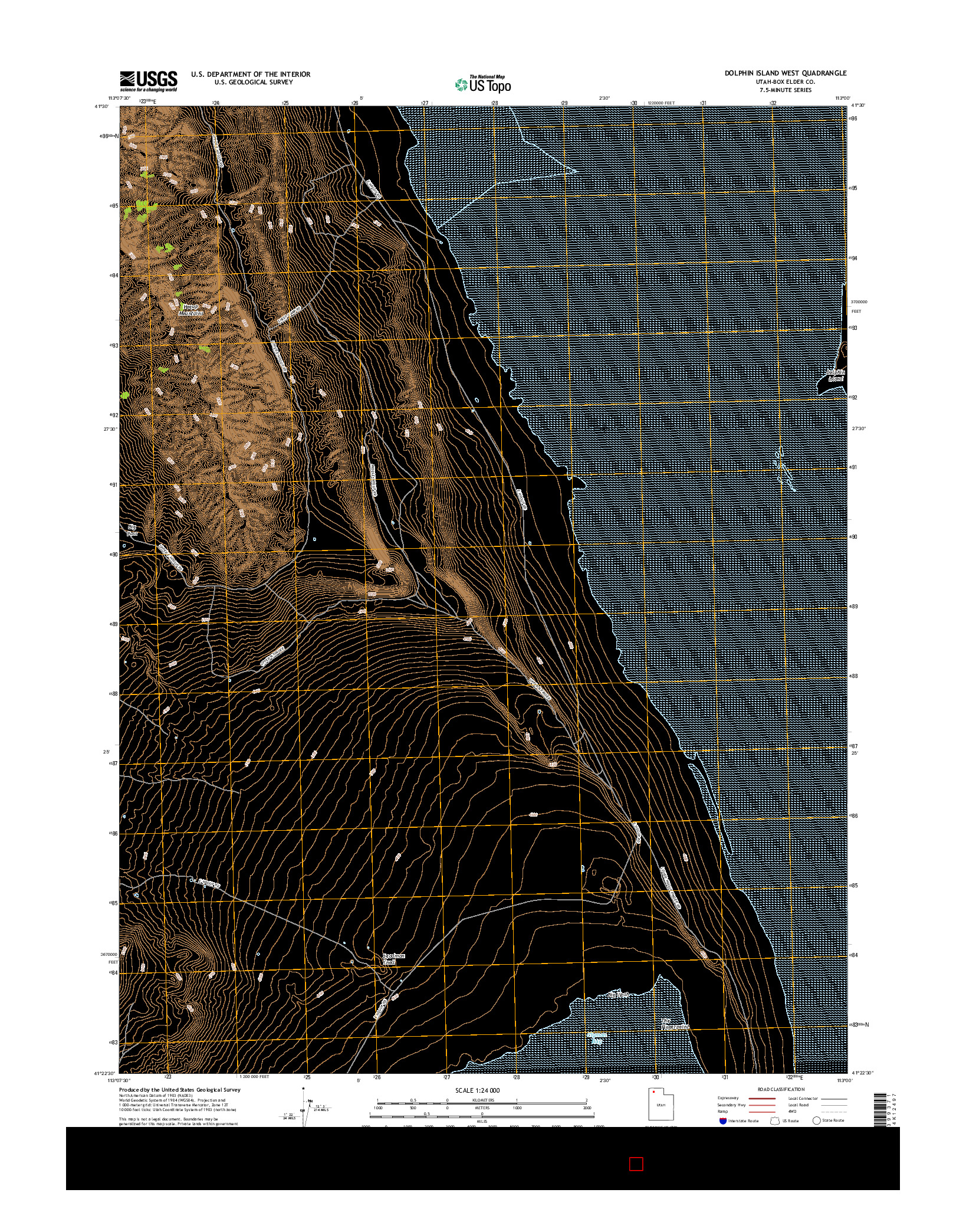 USGS US TOPO 7.5-MINUTE MAP FOR DOLPHIN ISLAND WEST, UT 2017