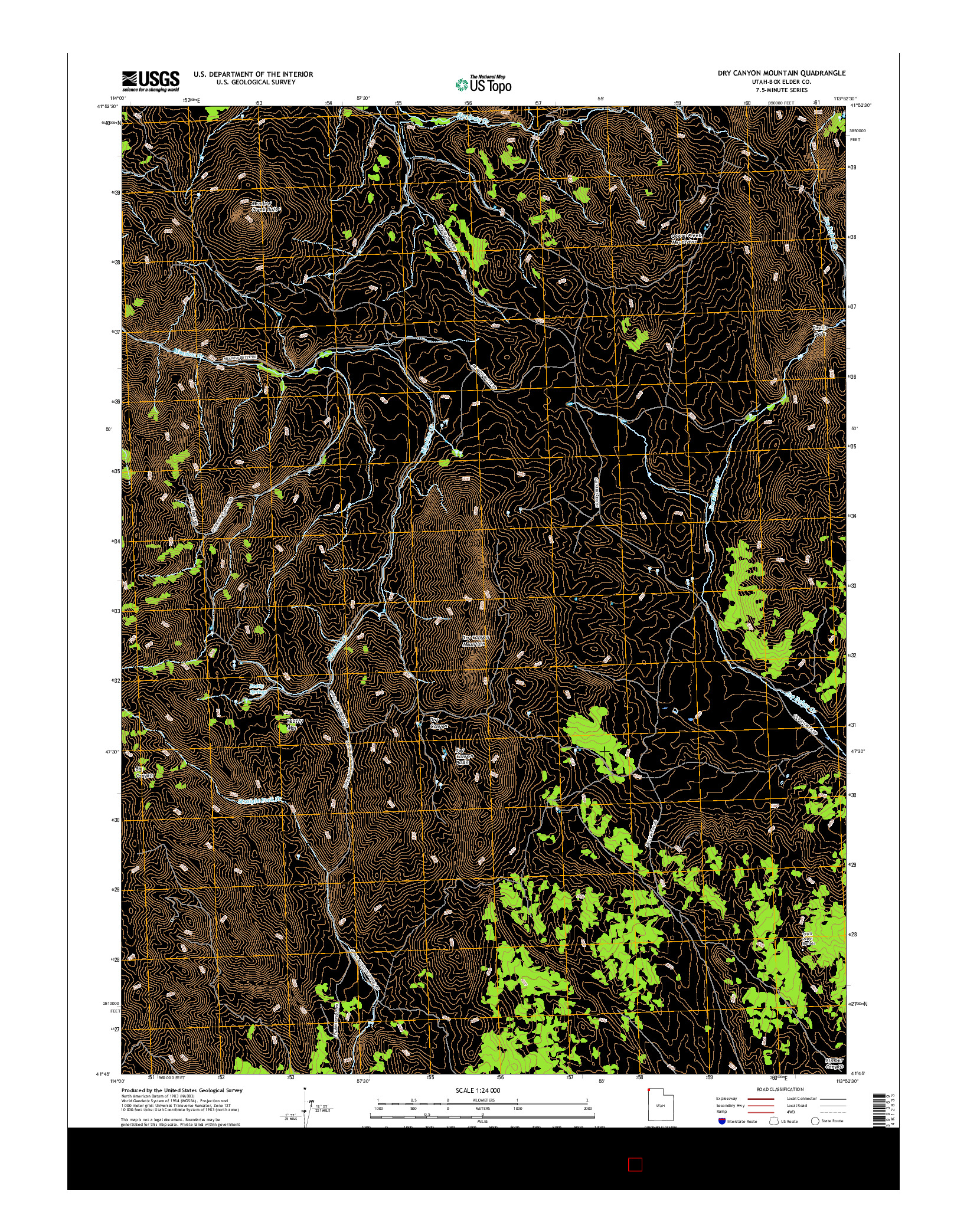 USGS US TOPO 7.5-MINUTE MAP FOR DRY CANYON MOUNTAIN, UT 2017