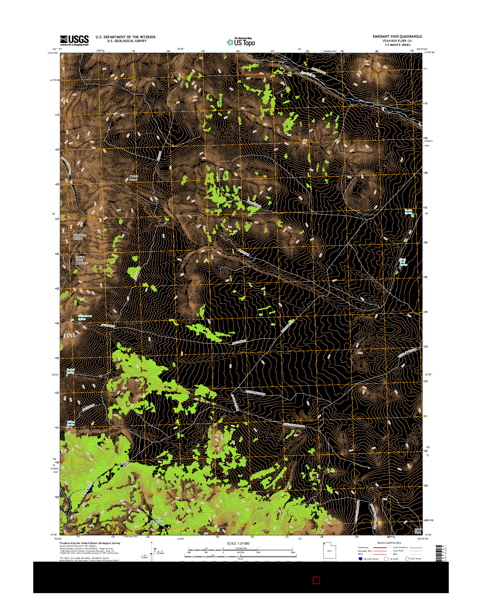 USGS US TOPO 7.5-MINUTE MAP FOR EMIGRANT PASS, UT 2017