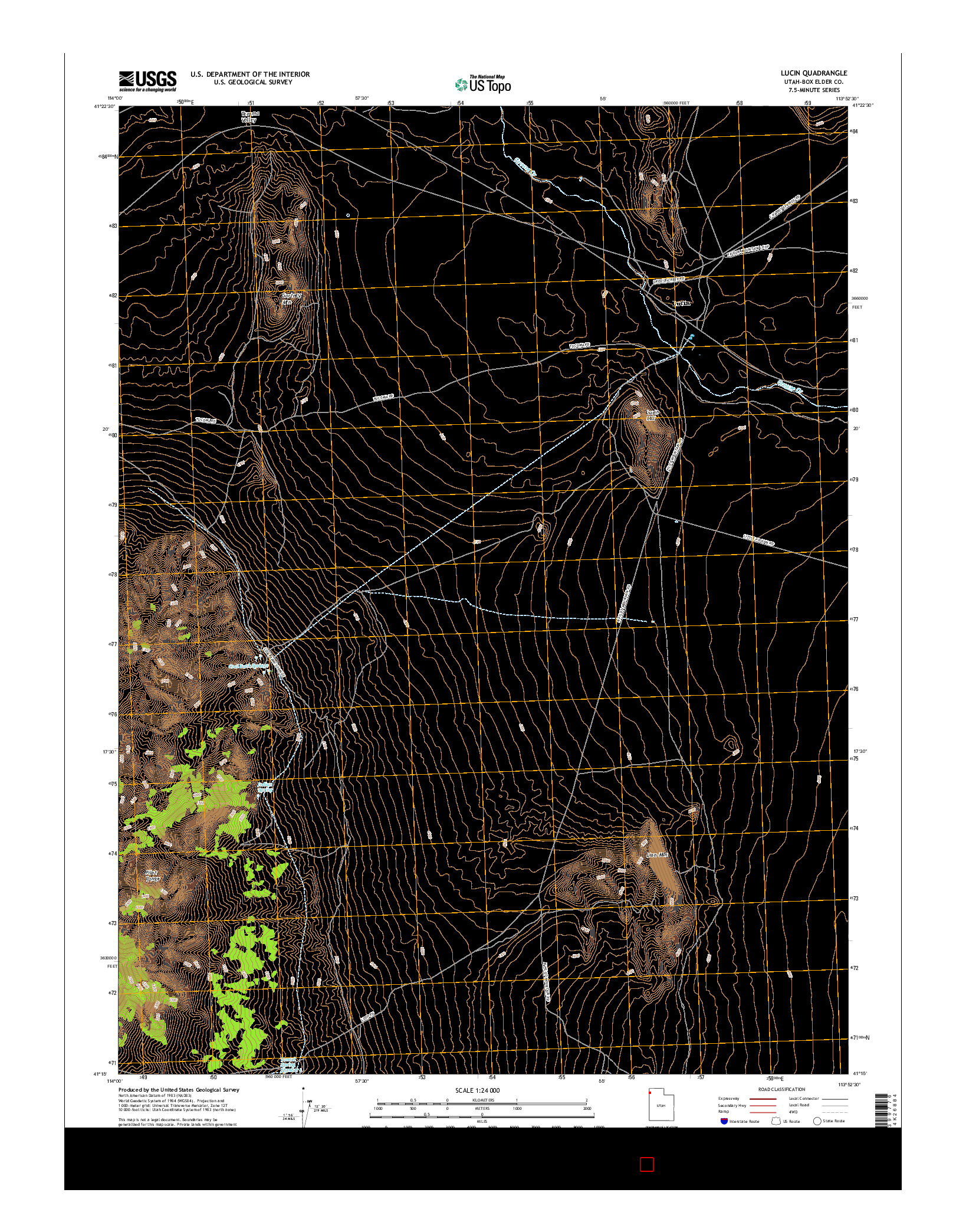 USGS US TOPO 7.5-MINUTE MAP FOR LUCIN, UT 2017