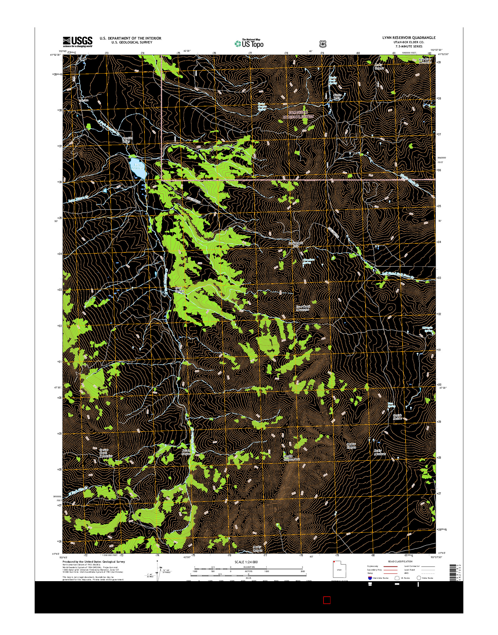 USGS US TOPO 7.5-MINUTE MAP FOR LYNN RESERVOIR, UT 2017