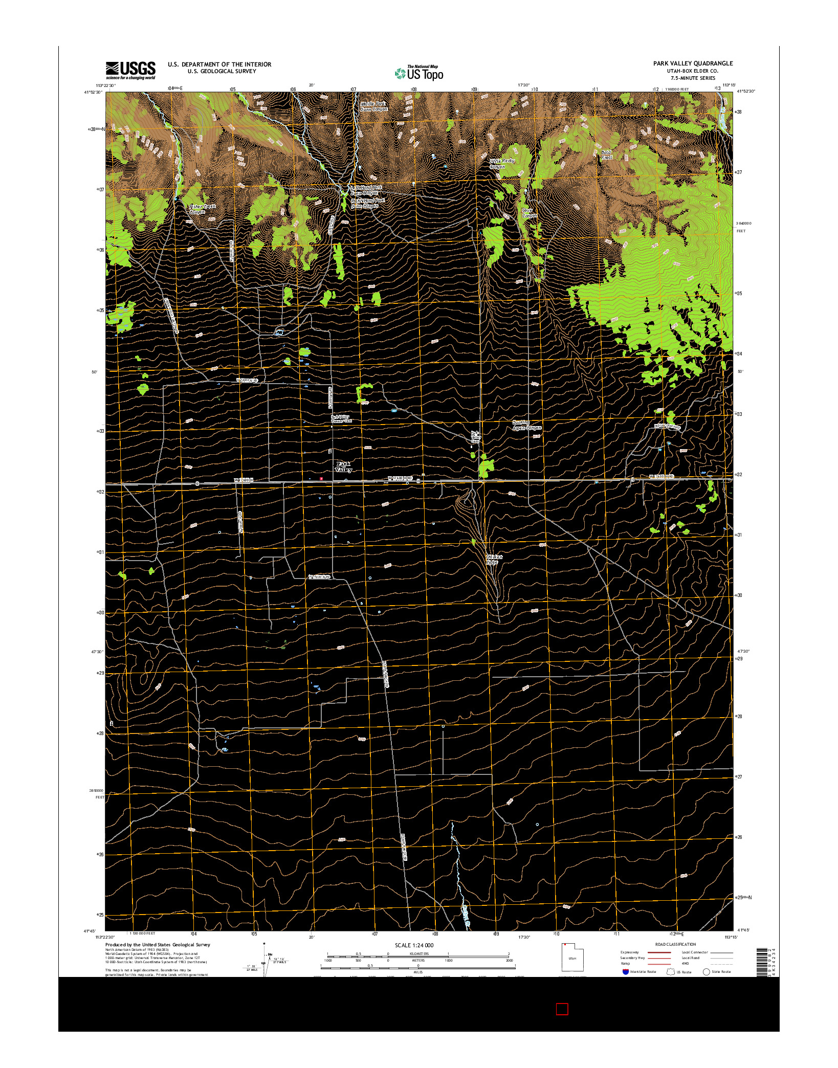 USGS US TOPO 7.5-MINUTE MAP FOR PARK VALLEY, UT 2017