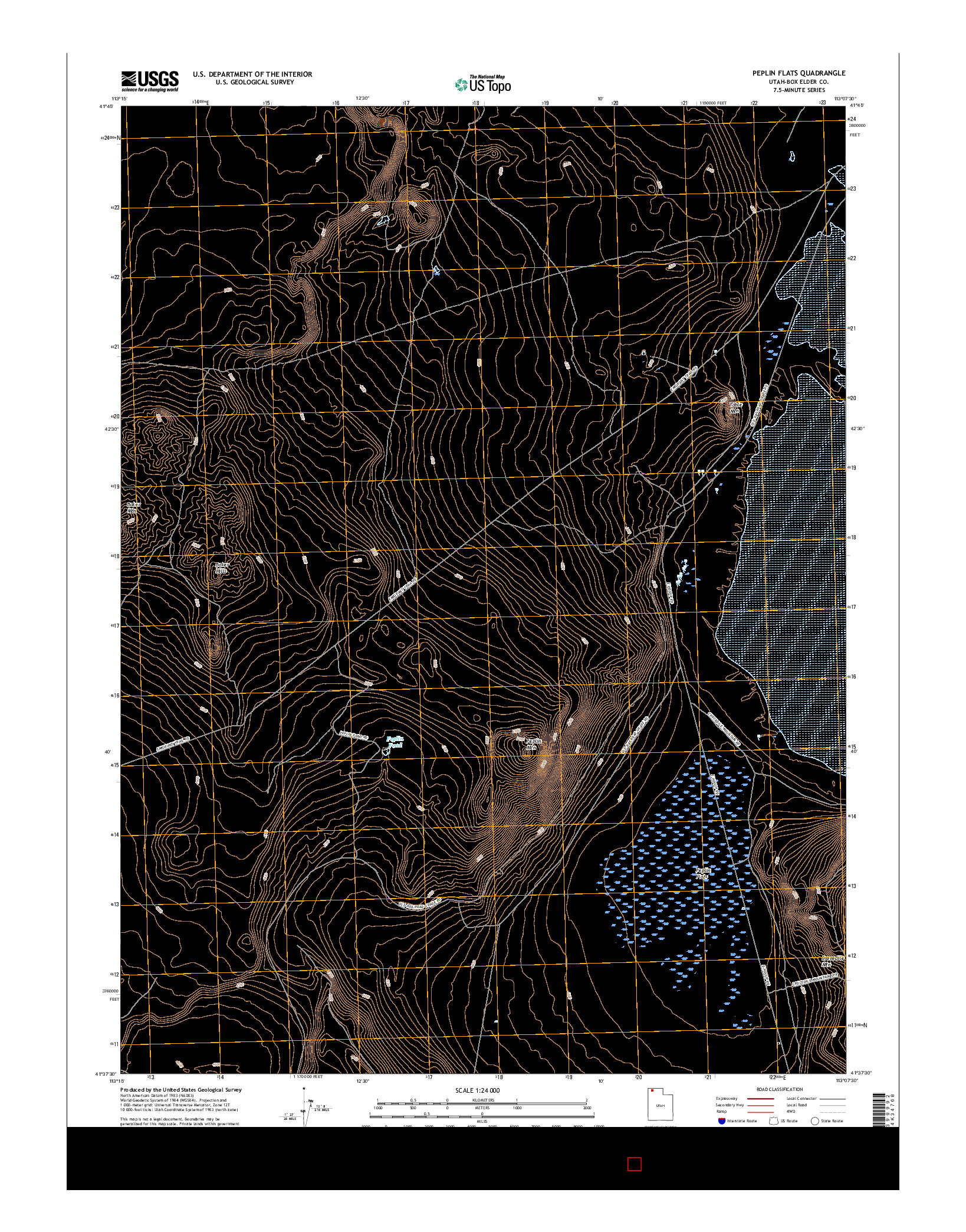 USGS US TOPO 7.5-MINUTE MAP FOR PEPLIN FLATS, UT 2017