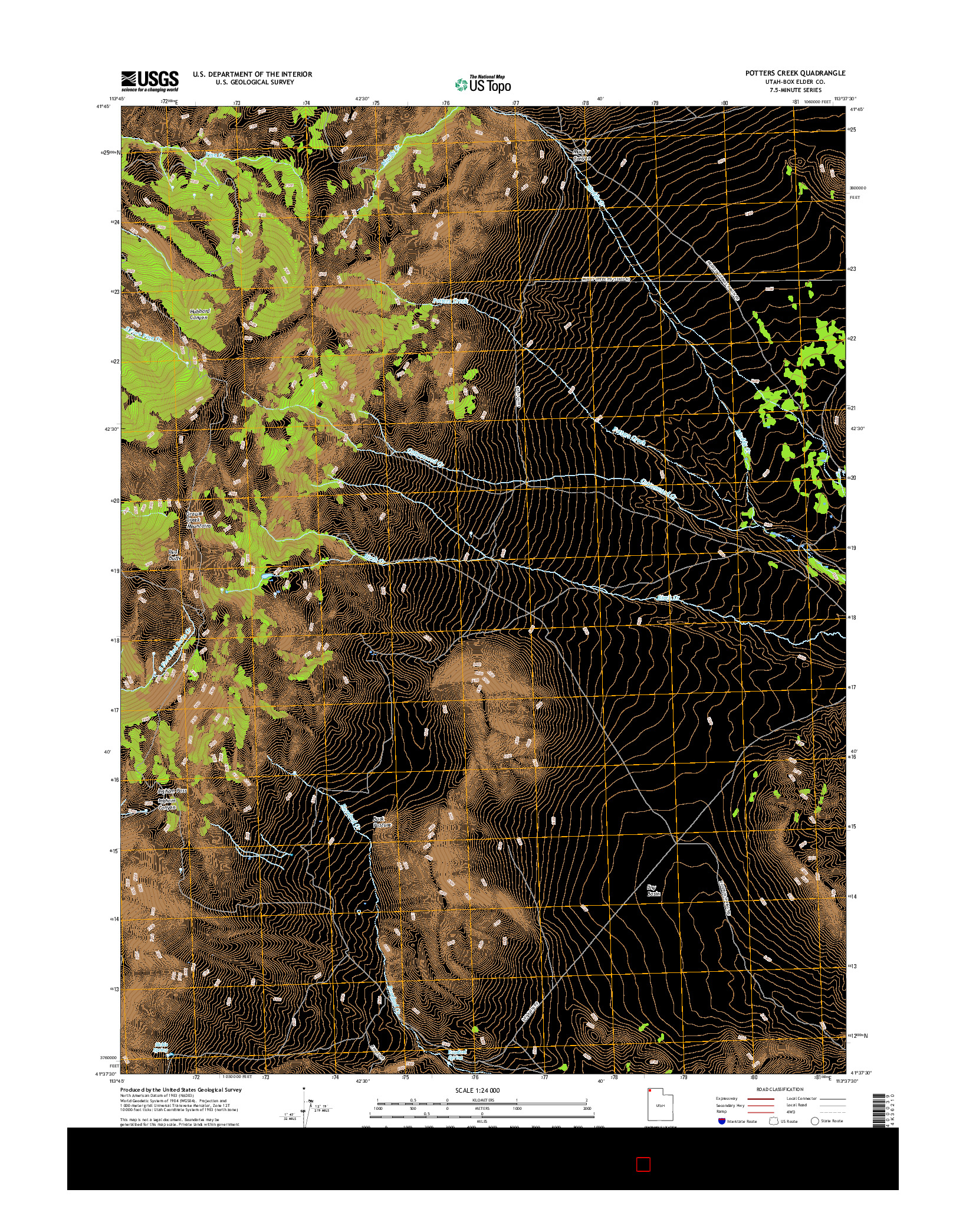 USGS US TOPO 7.5-MINUTE MAP FOR POTTERS CREEK, UT 2017