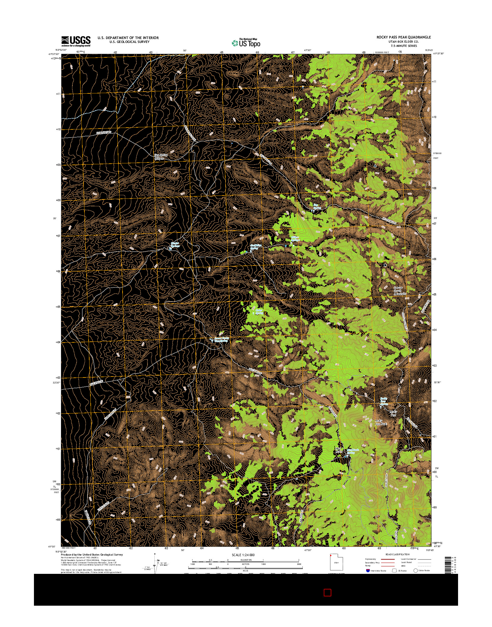 USGS US TOPO 7.5-MINUTE MAP FOR ROCKY PASS PEAK, UT 2017